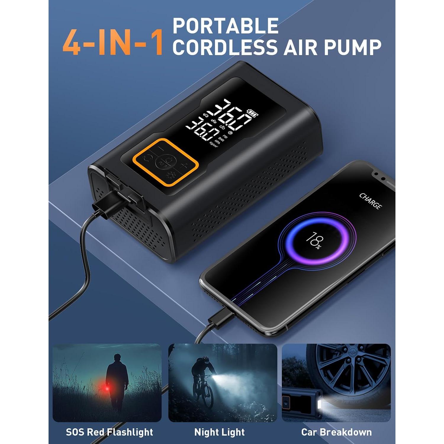 Compresor de Aire Portátil PUFLAT 150 PSI con Luz LED