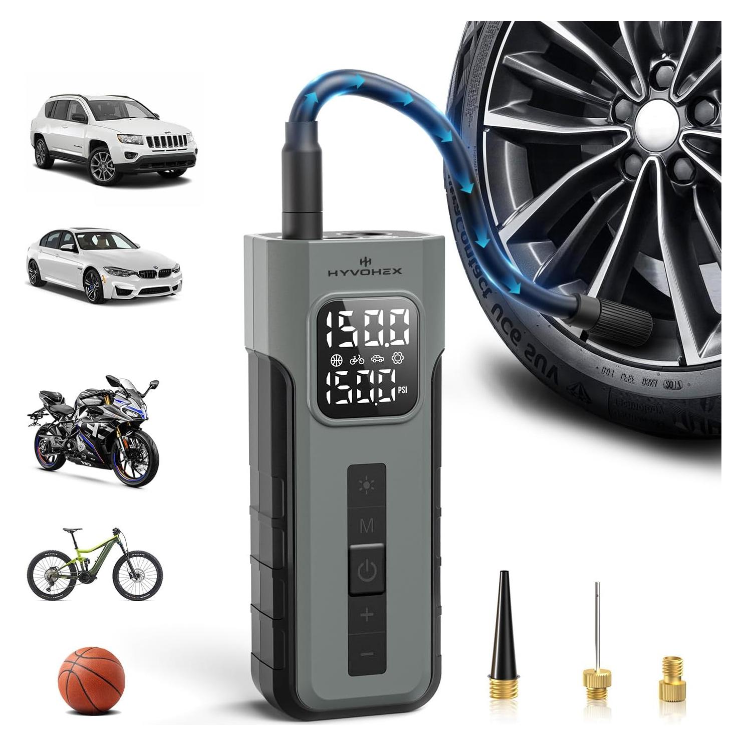 Compresor de Aire Portátil HYVOHEX 150 PSI con Manómetro Digital