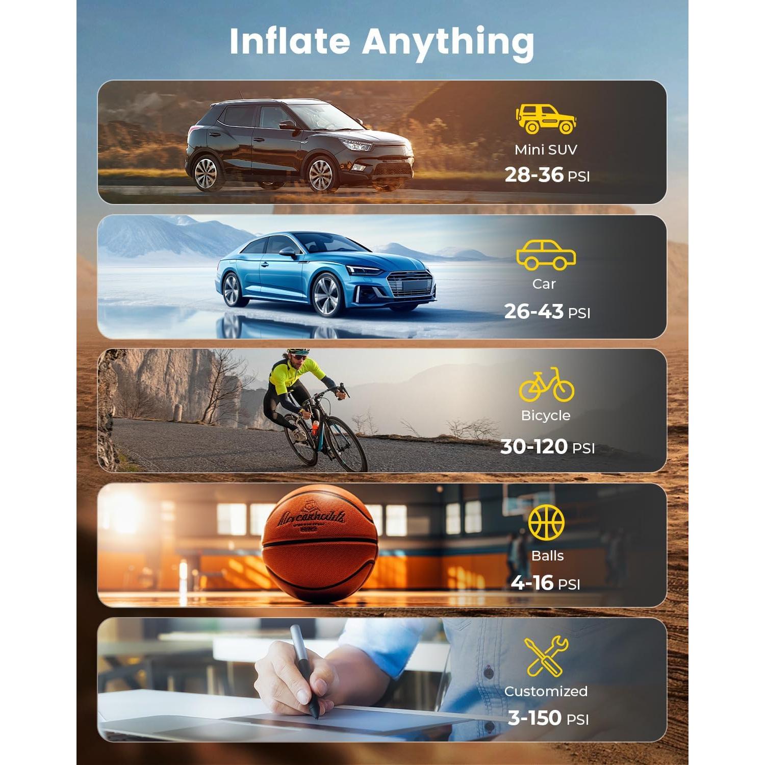 Compresor de Aire Portátil HYVOHEX 150 PSI con Manómetro Digital