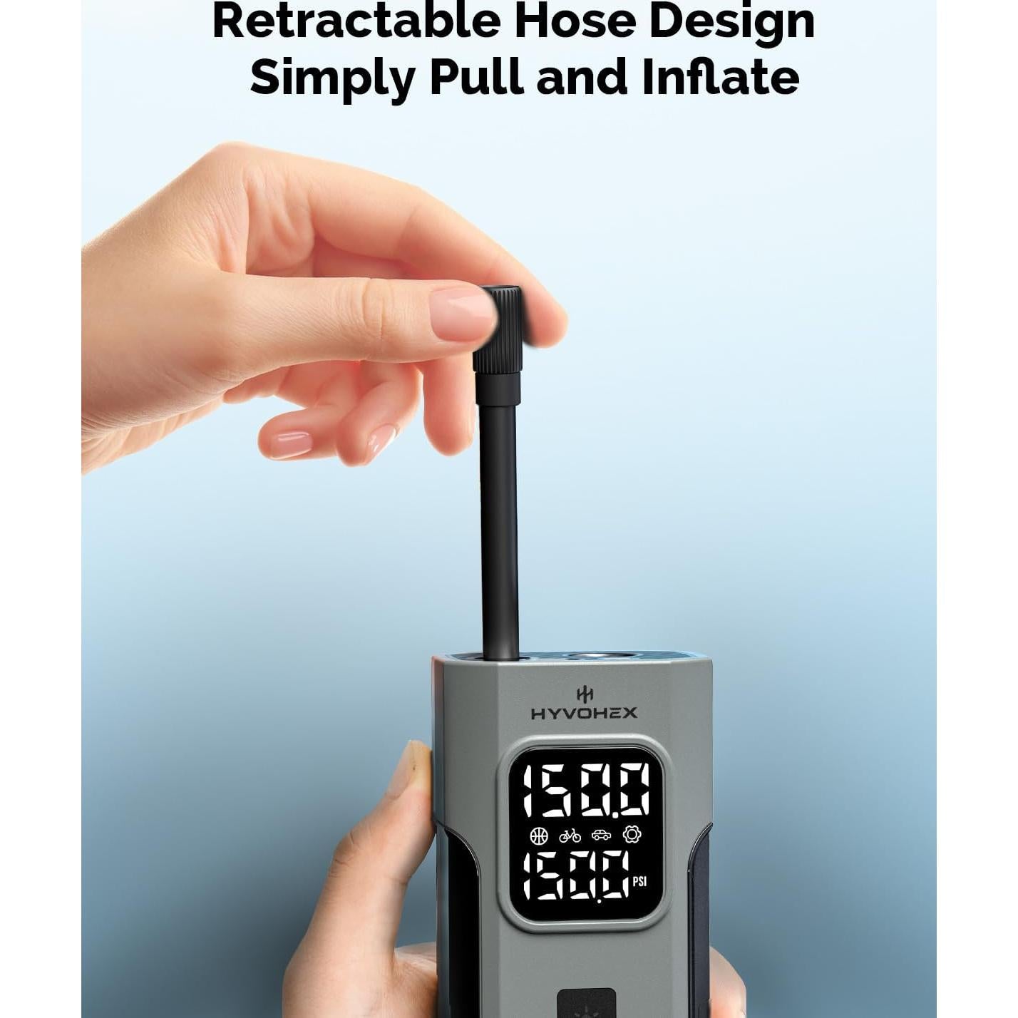 Compresor de Aire Portátil HYVOHEX 150 PSI con Manómetro Digital