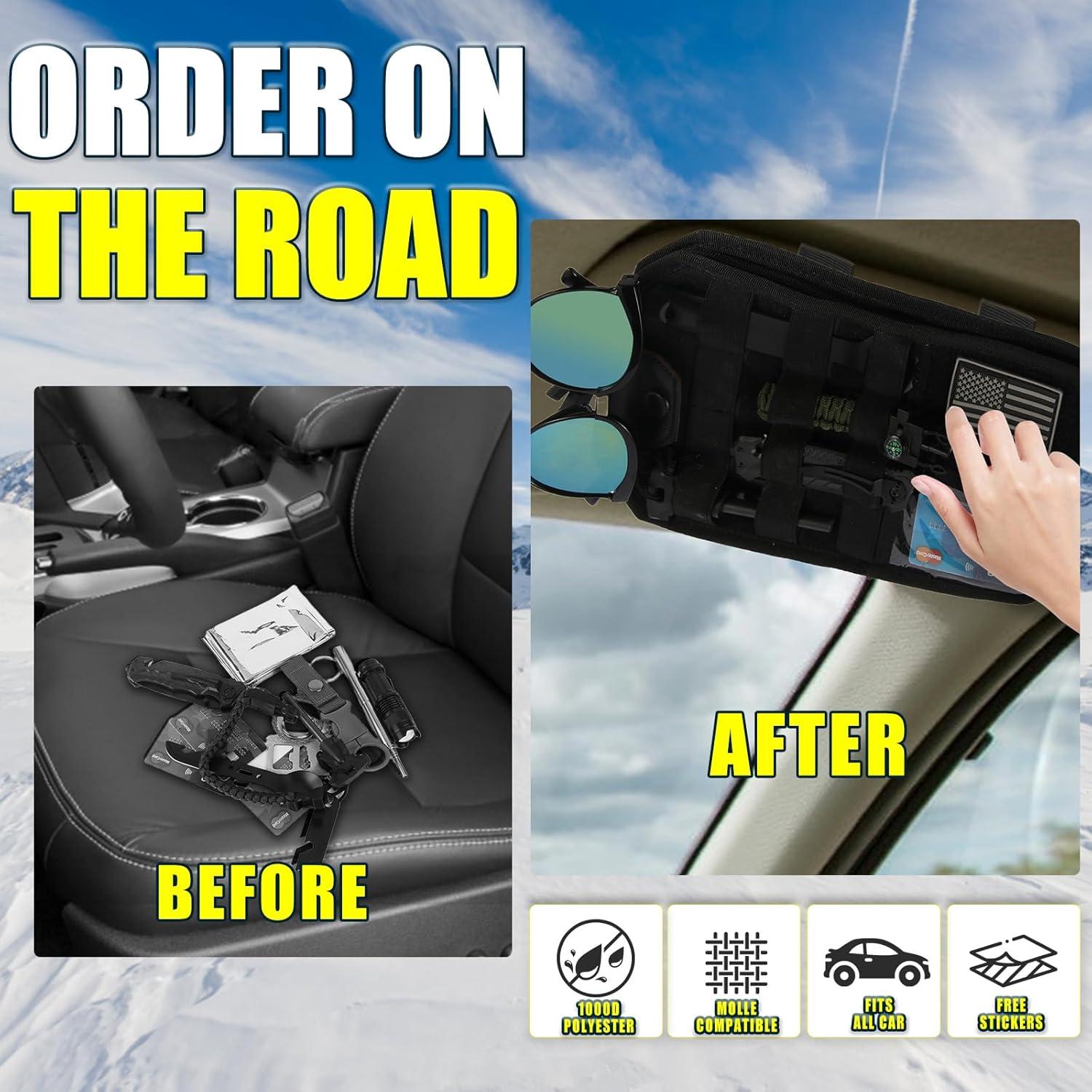 Organizador de Visera Molle Lephyon para Coche Negro 331g