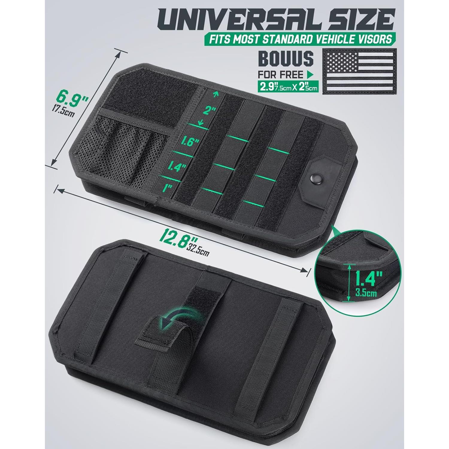 Organizador de Visera Táctico LIVANS Molle Negro 32.5x17.5cm