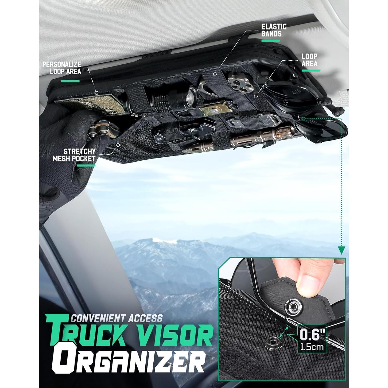 Organizador de Visera Táctico LIVANS Molle Negro 32.5x17.5cm