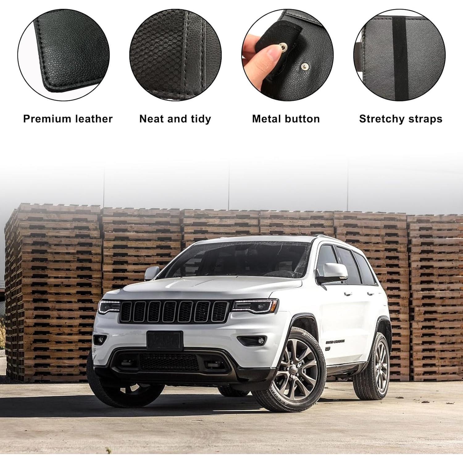 Car Sun Visor Organizer, Multifunctional Visor Storage Holder for License Pen Key, Leather Card Cash Pouch with Multi-Pocket Net Zipper, Universal Interior Car Accessories (Black)