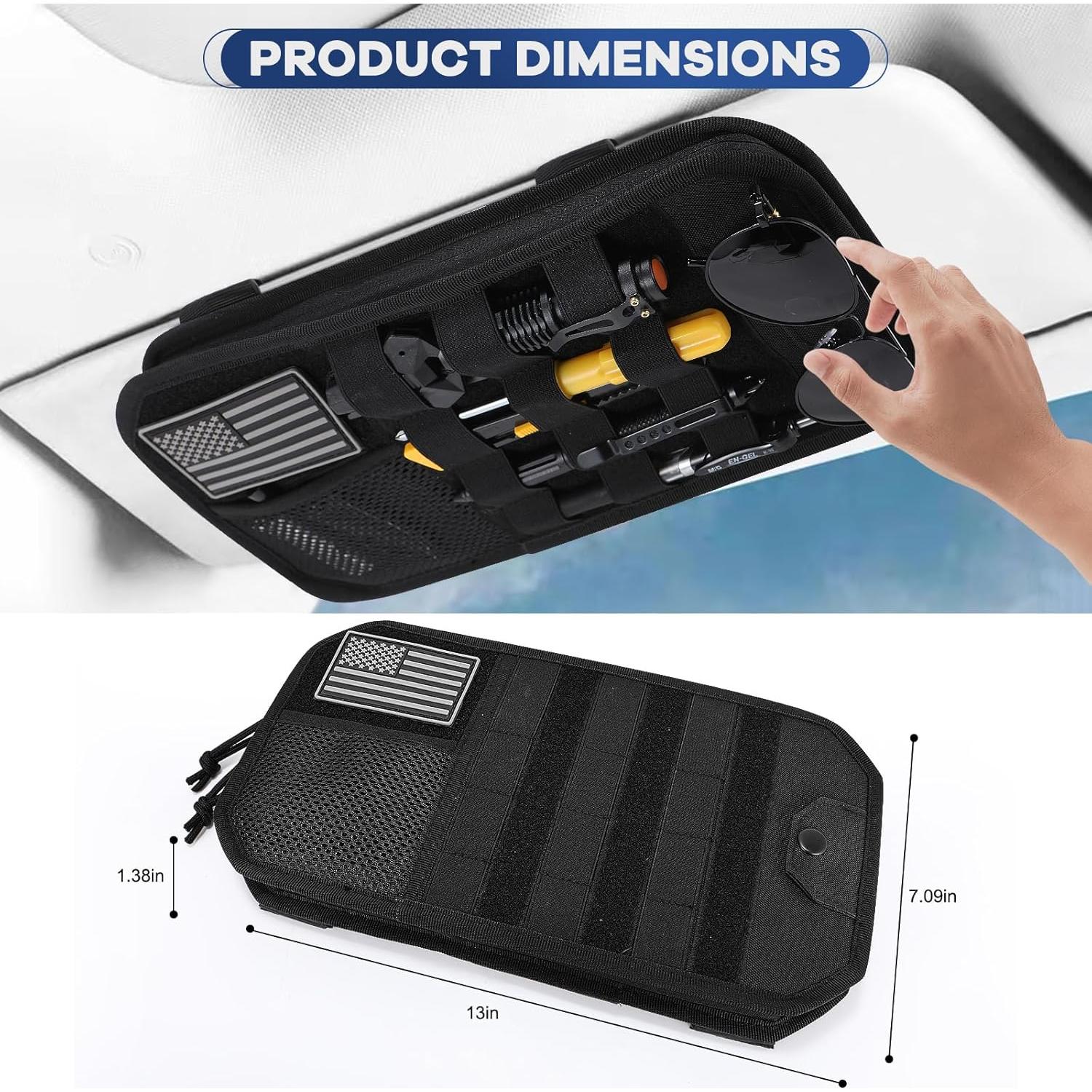 Organizador de Visera Solar Denchy 32.5x17.8cm Táctico Negro