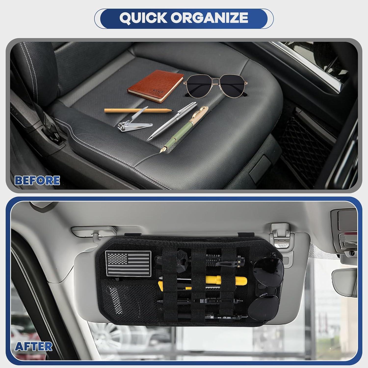 Organizador de Visera Solar Denchy 32.5x17.8cm Táctico Negro