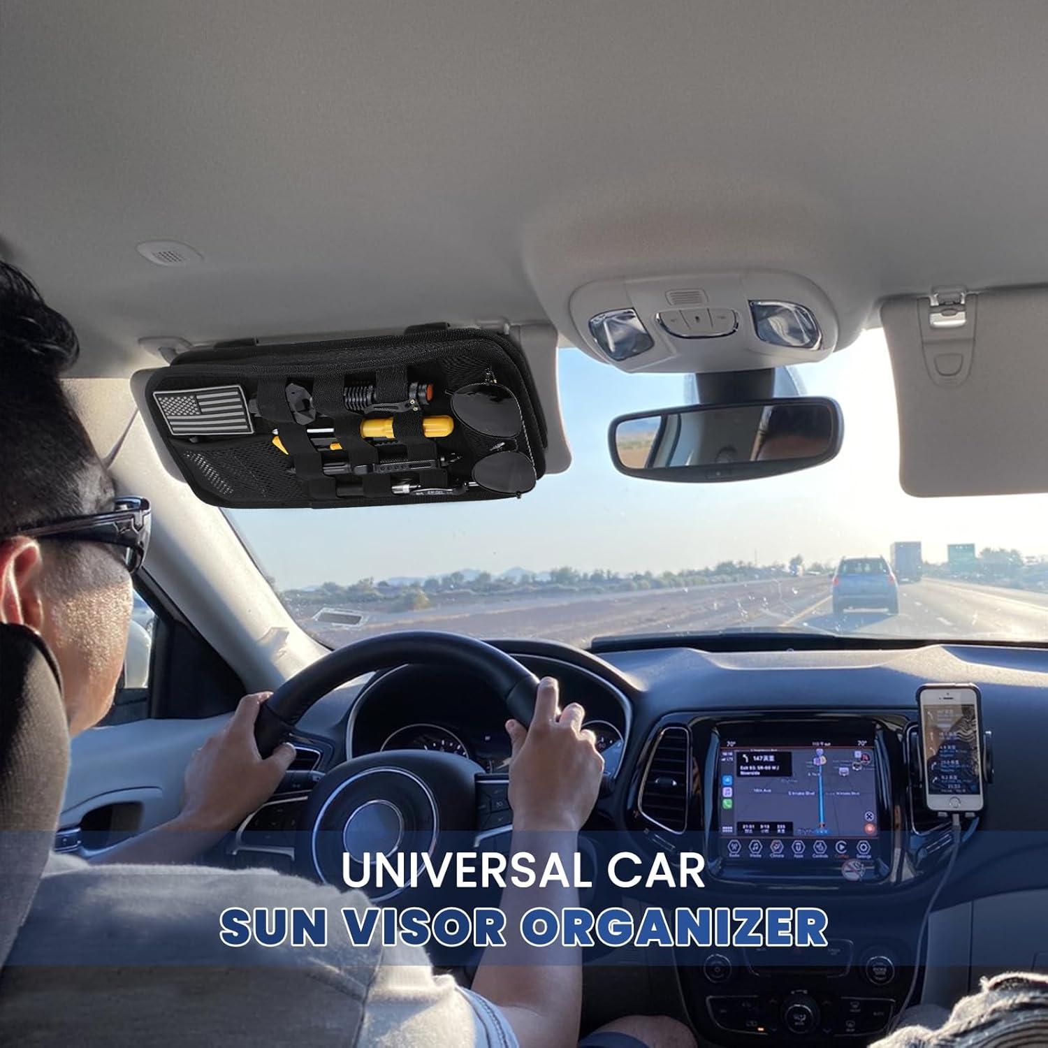 Organizador de Visera Solar Denchy 32.5x17.8cm Táctico Negro