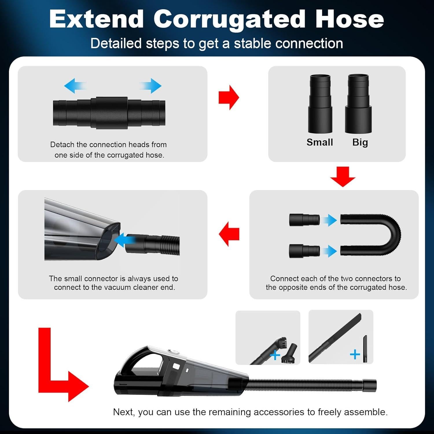 Car Vacuum, Portable Vacuum Cleaner with Powerful 7000PA Suction, DC 12V Power 16.4Ft Cord Vacuum Cleaner, LED Light, 0.33L Capacity, Car Accessories for Men/Women