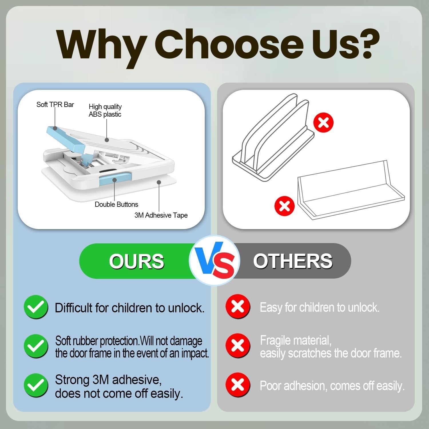 Cerradura de Seguridad Infantil para Puertas Deslizantes - 2 Pzs Azul