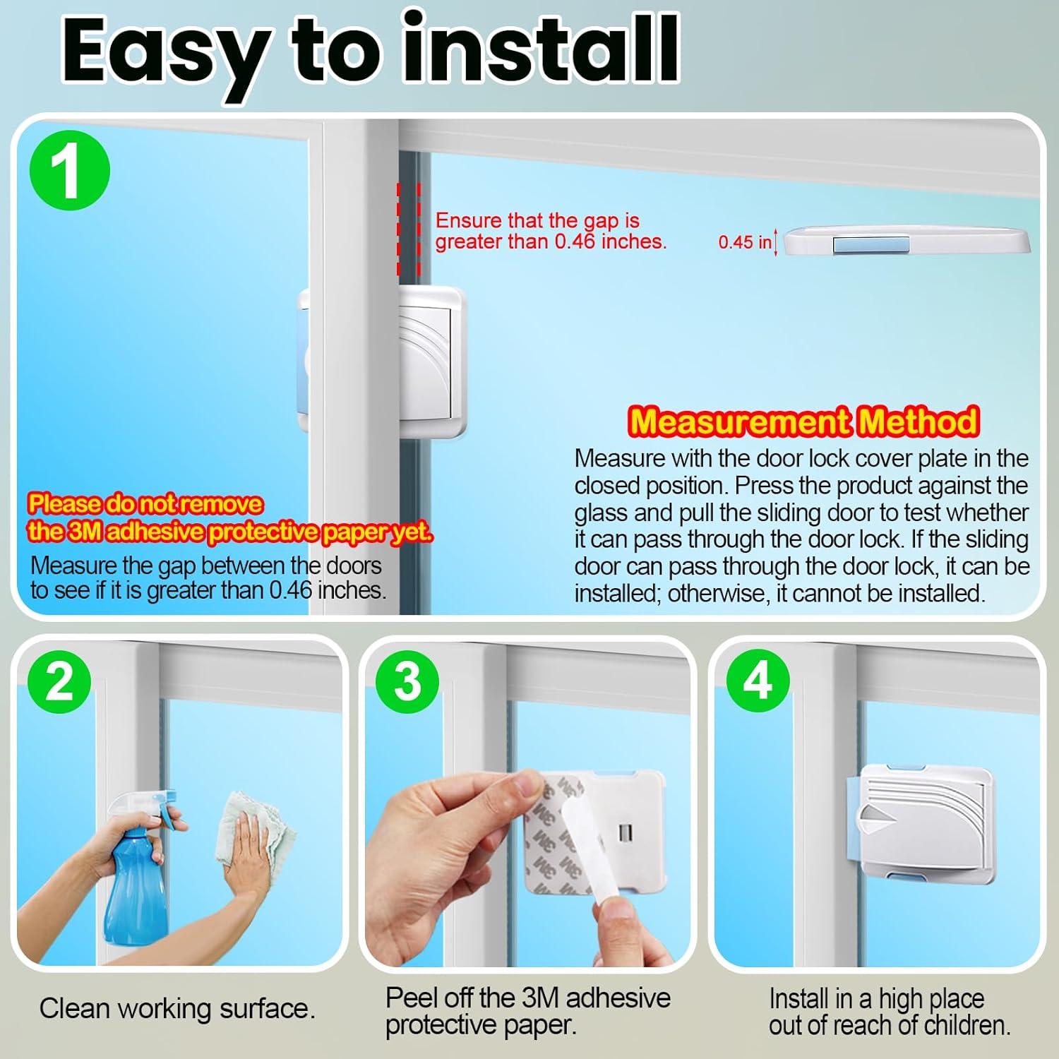 Cerradura de Seguridad Infantil para Puertas Deslizantes - 2 Pzs Azul