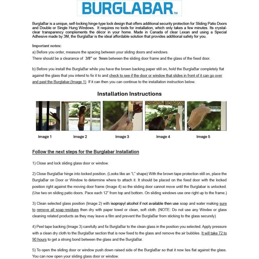 Cerraduras de Seguridad Burglabar para Puertas y Ventanas - Paquete de 4