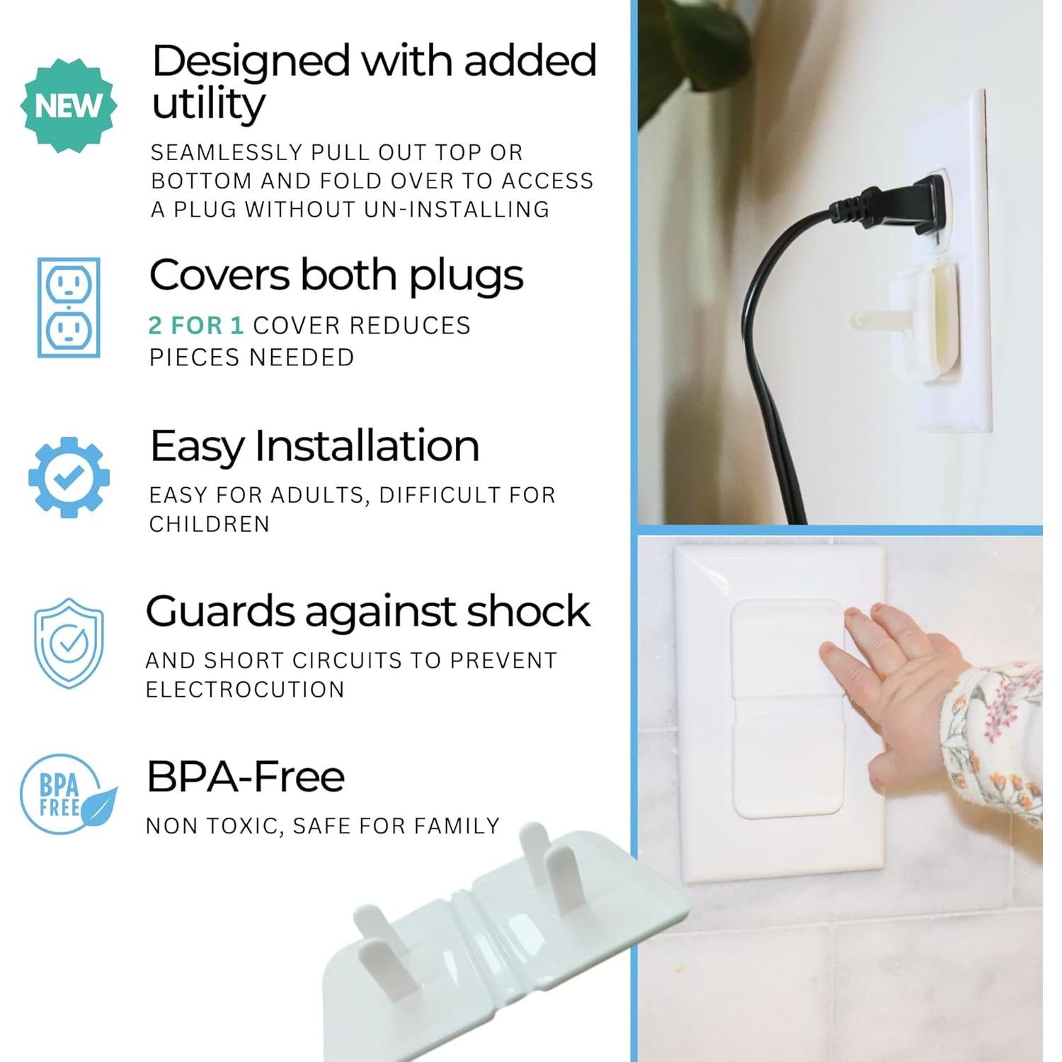 Cubiertas de Enchufe Doble Blancas Infant Tree - Paquete de 10