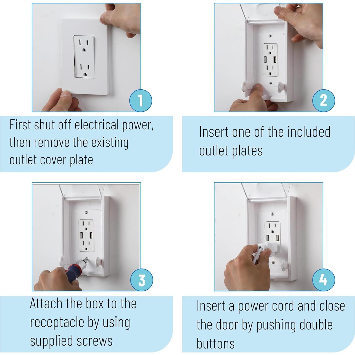 Caja de Cubierta de Enchufe de Seguridad Bates - 2 Placas