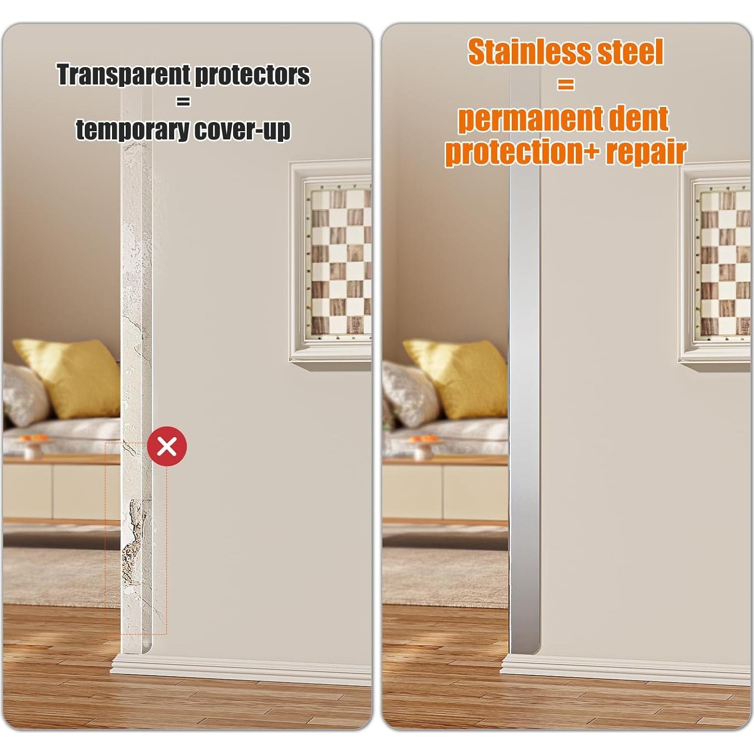 Protectores de Esquinas de Pared HelloaySen 2x2x121.92 cm Acero Inoxidable - Paquete de 10