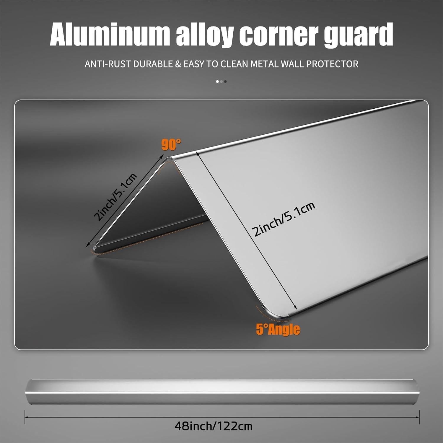 Protectores de Esquinas de Pared HelloaySen 2x2x121.92 cm Acero Inoxidable - Paquete de 10