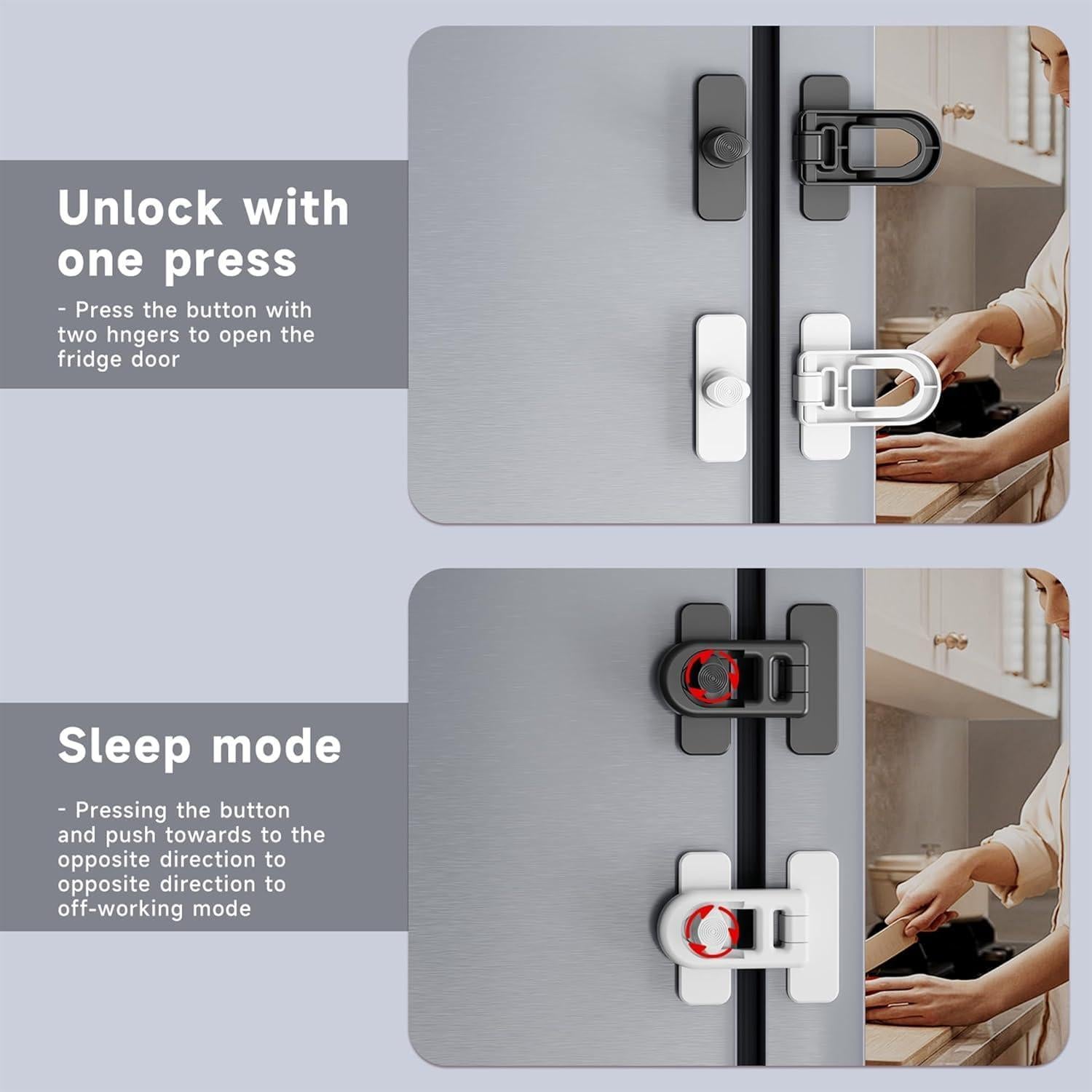 Cerraduras de Refrigerador a Prueba de Niños - 2 Piezas - Negro