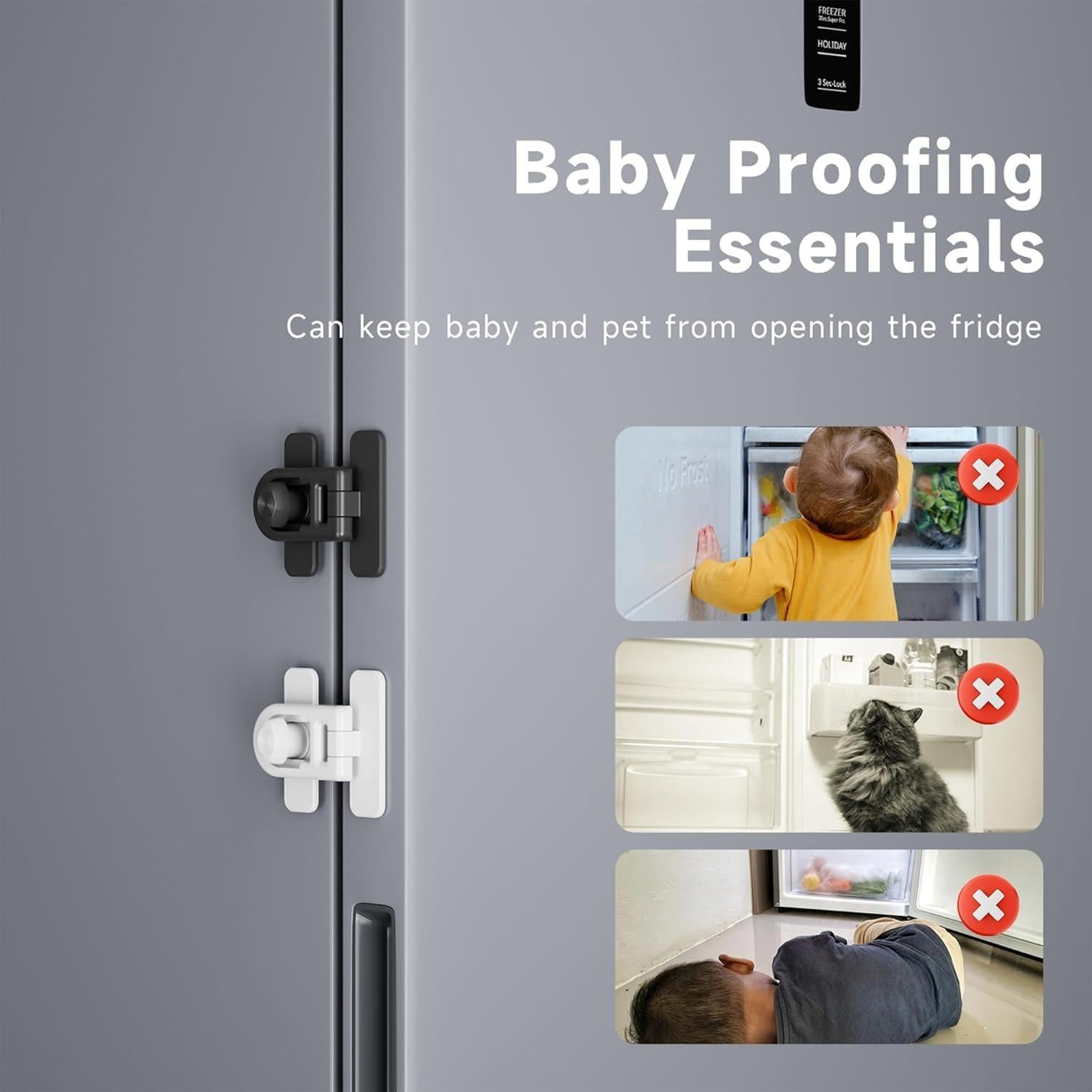 Cerraduras de Refrigerador a Prueba de Niños - 2 Piezas - Negro