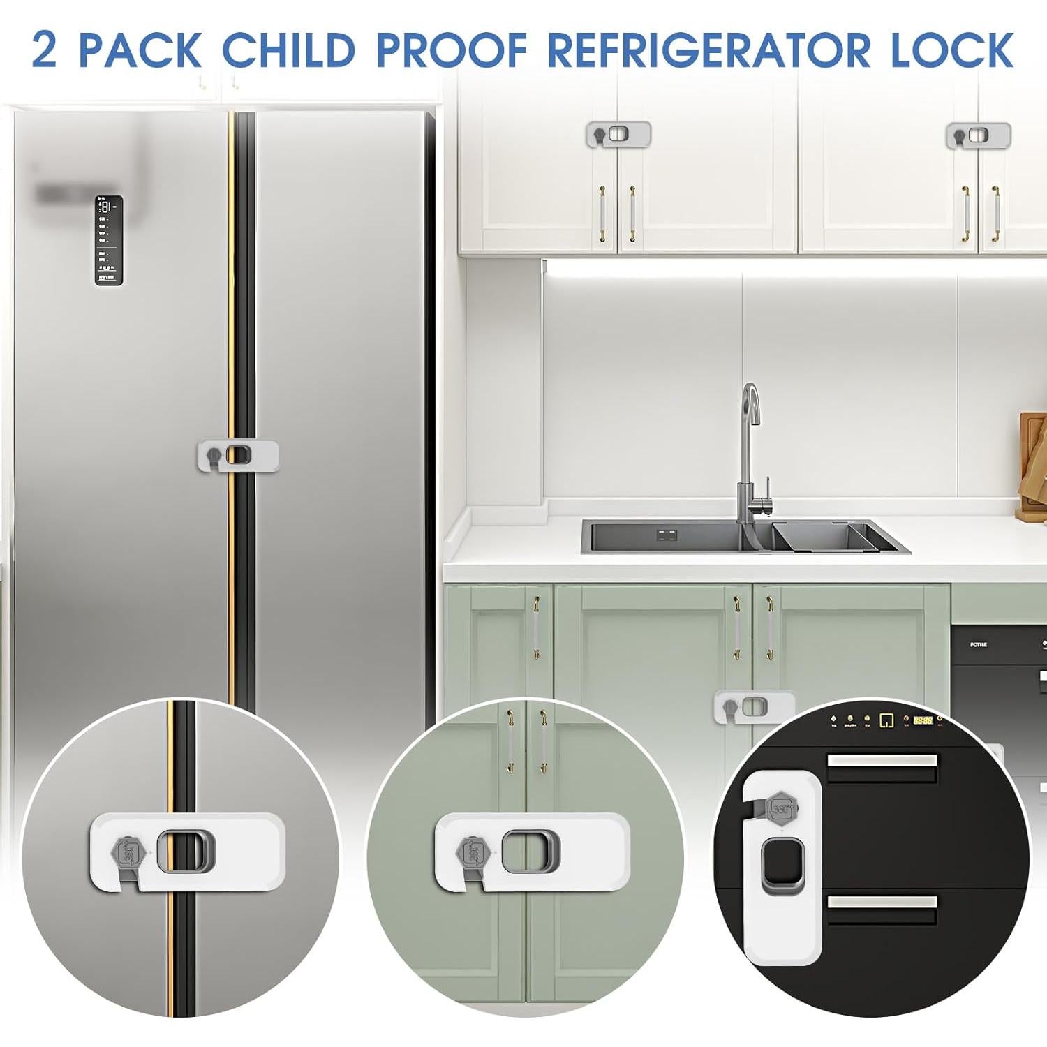 2 Cerraduras de Refrigerador con Adhesivo para Niños - Seguridad