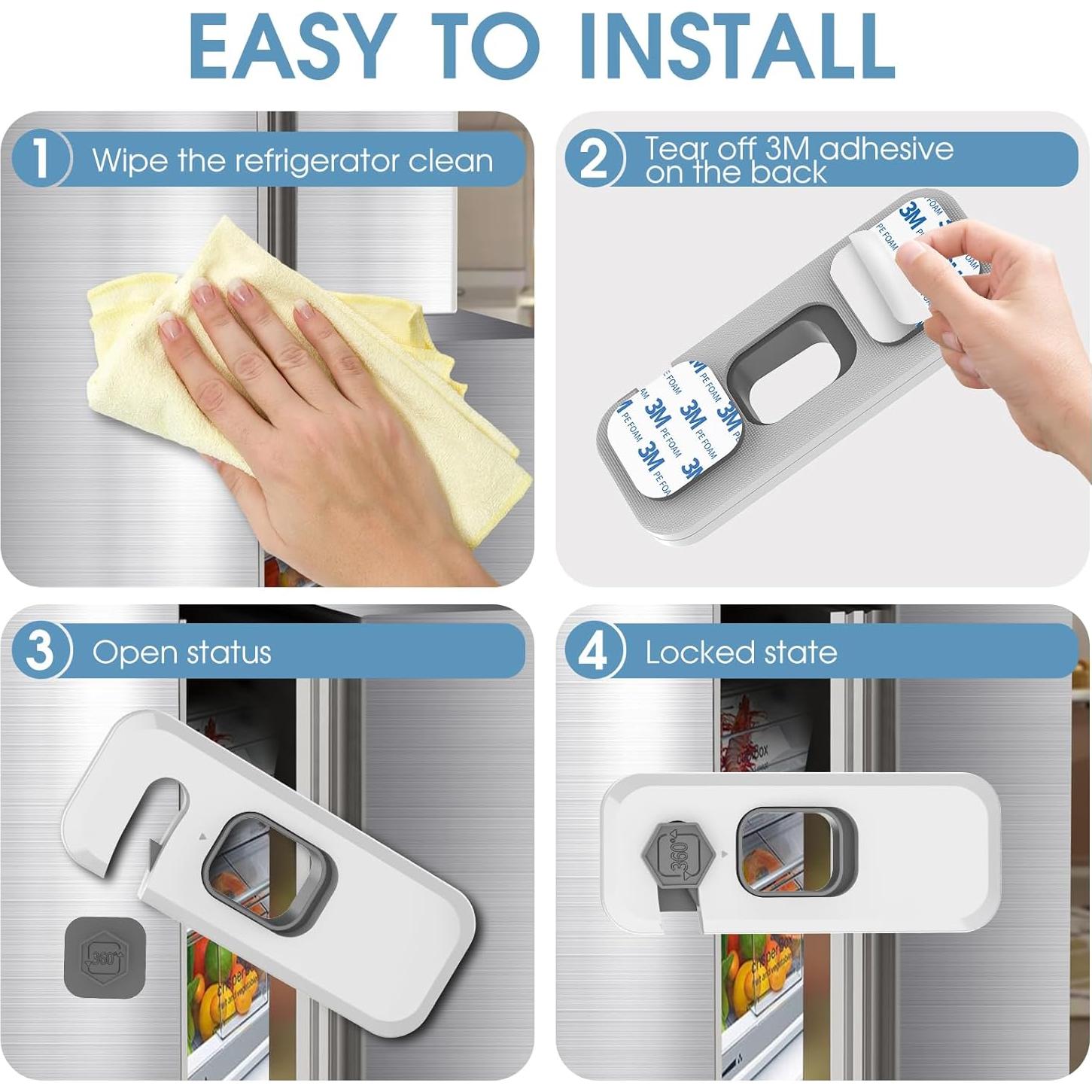 2 Cerraduras de Refrigerador con Adhesivo para Niños - Seguridad