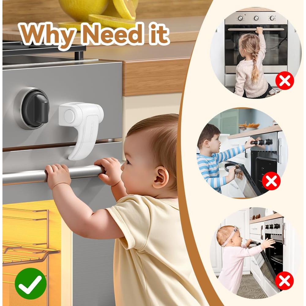 Cerradura de Seguridad para Horno EUDEMON - Fácil Instalación, Blanco