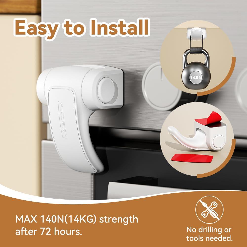 Cerradura de Seguridad para Horno EUDEMON - Fácil Instalación, Blanco