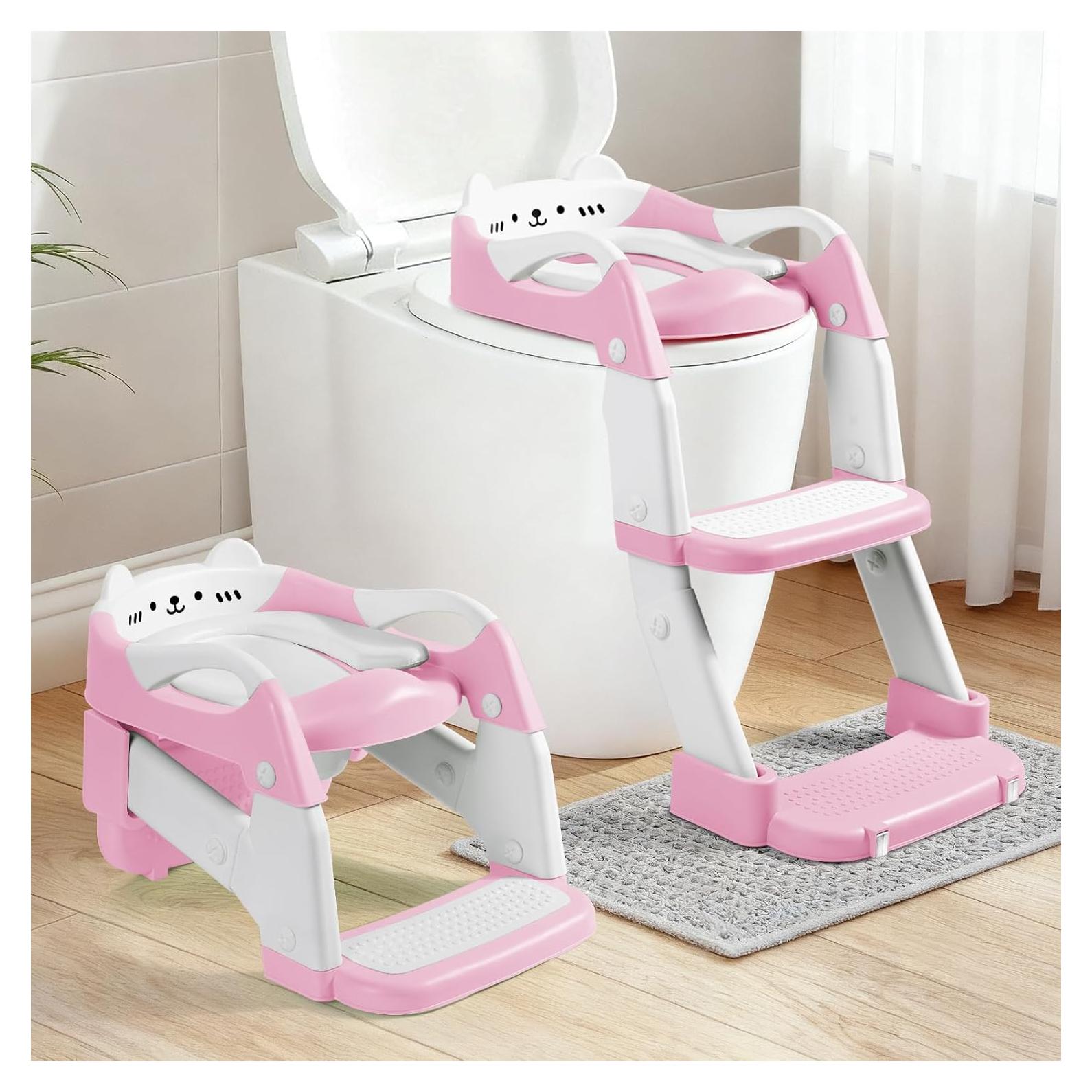 Asiento de Entrenamiento para Ir al Baño Orzbow Rosa 2 en 1