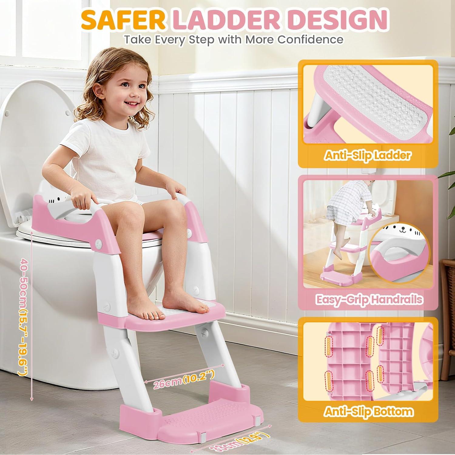 Asiento de Entrenamiento para Ir al Baño Orzbow Rosa 2 en 1