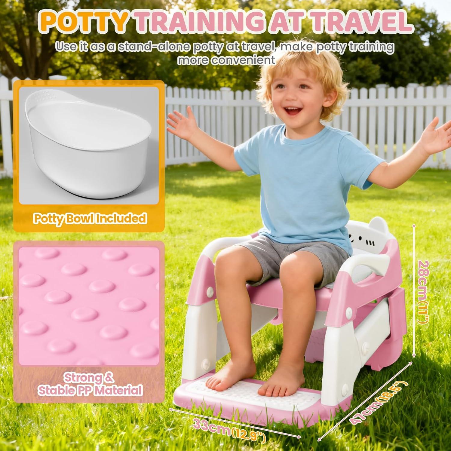 Asiento de Entrenamiento para Ir al Baño Orzbow Rosa 2 en 1