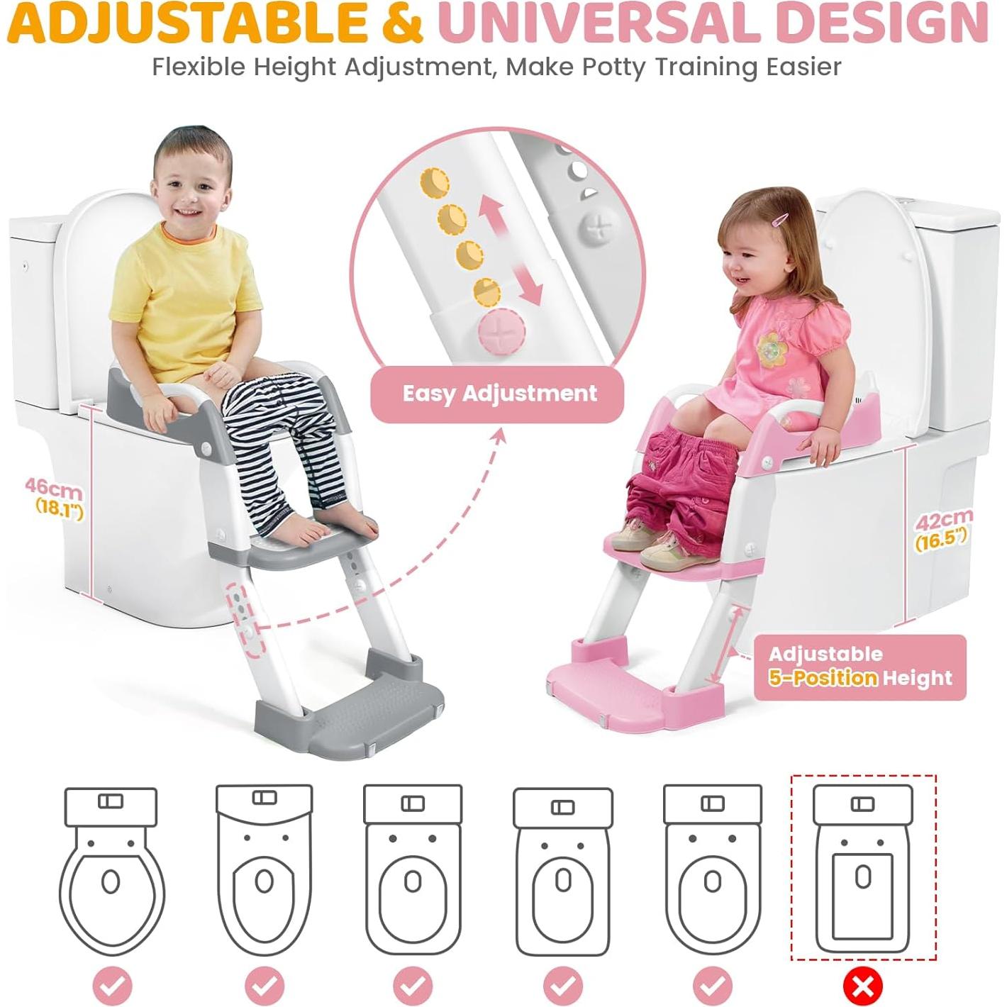 Asiento de Entrenamiento para Ir al Baño Orzbow Rosa 2 en 1