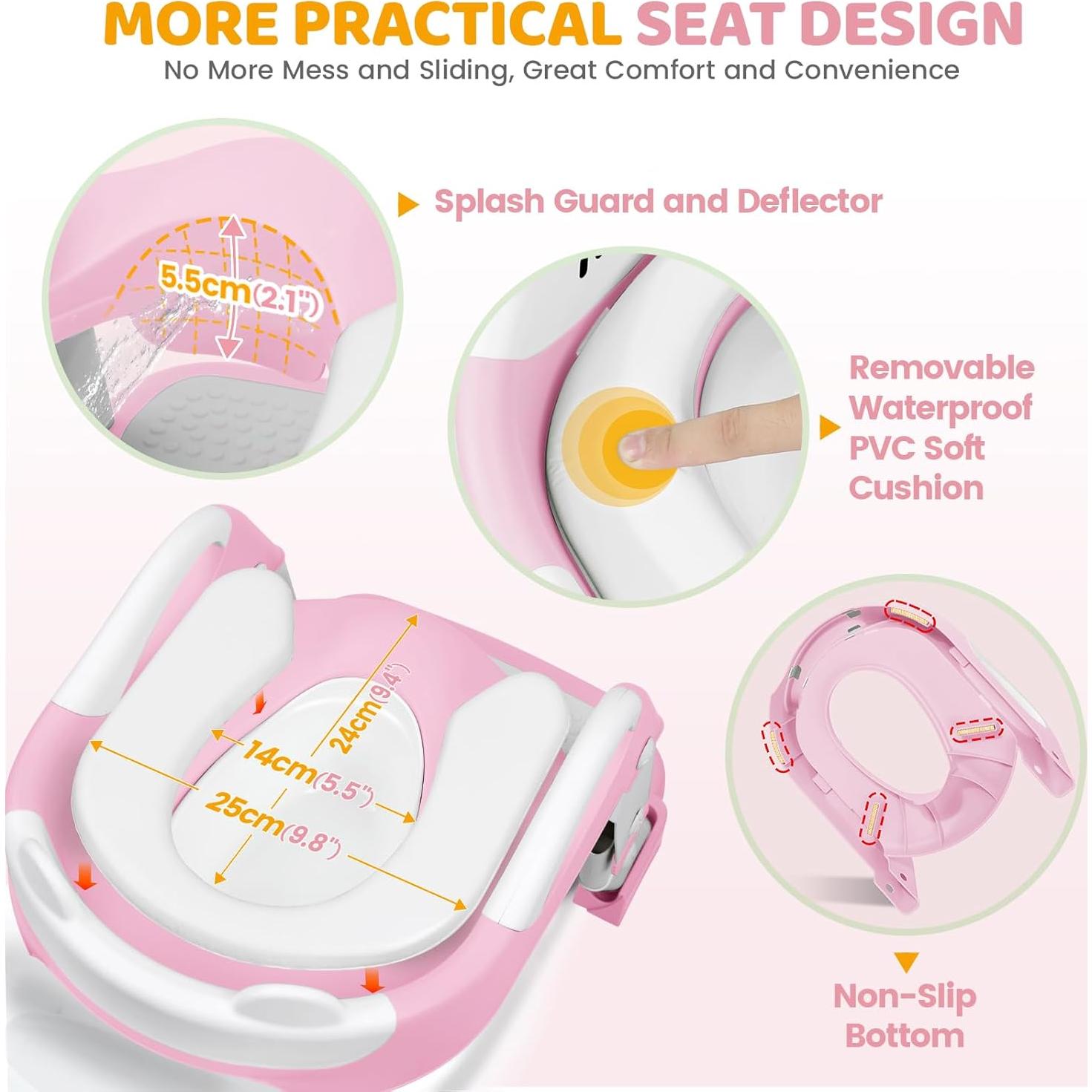Asiento de Entrenamiento para Ir al Baño Orzbow Rosa 2 en 1