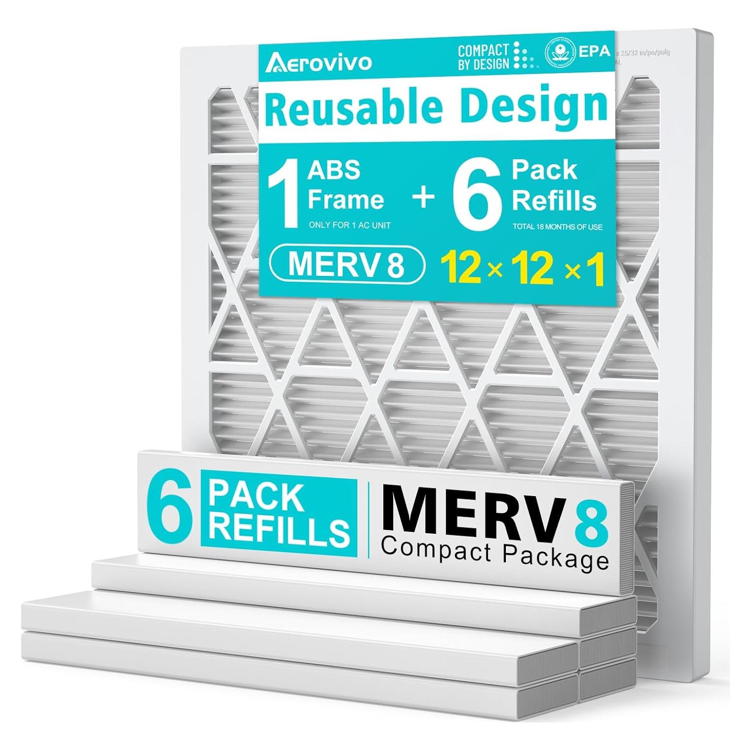 Kit de Filtro de Aire Refillable AErovivo MERV 8 12x12x1