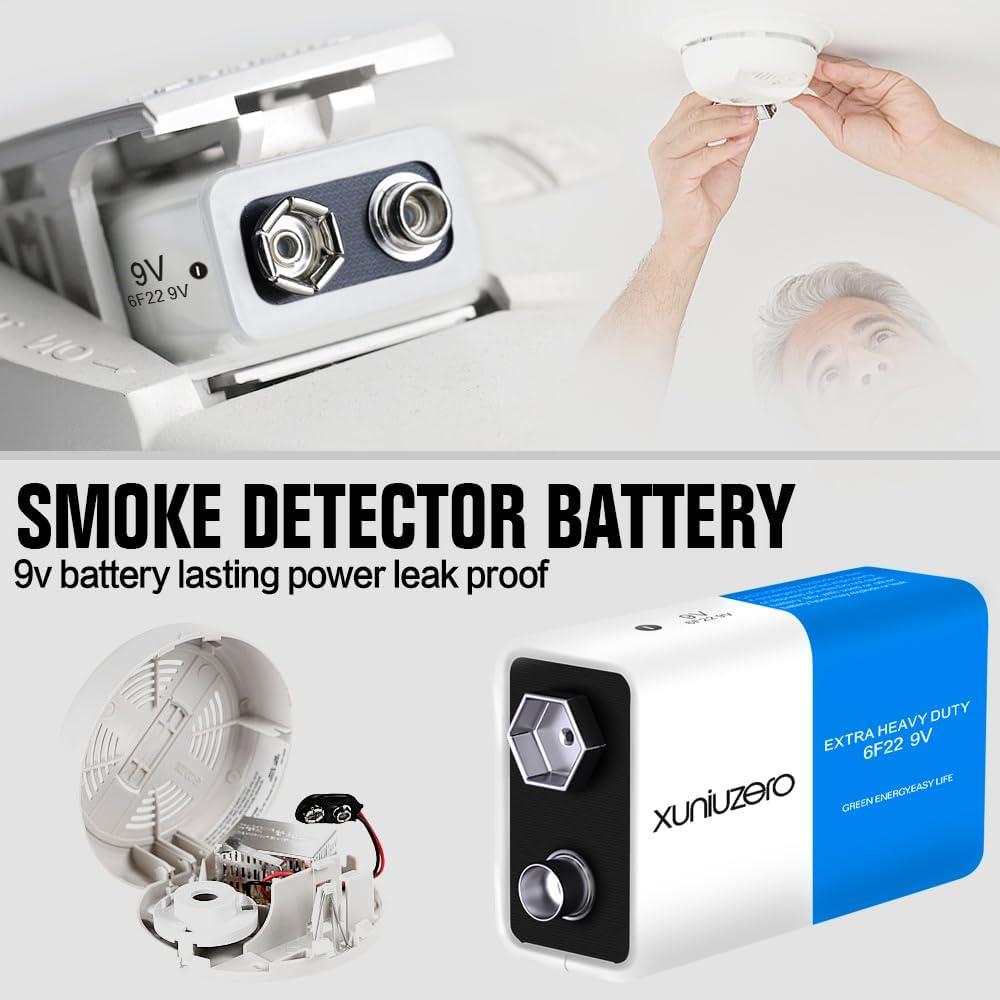 Baterías 9V XUNIUZERO 6F22 Cuadradas Duraderas - Paquete de 4