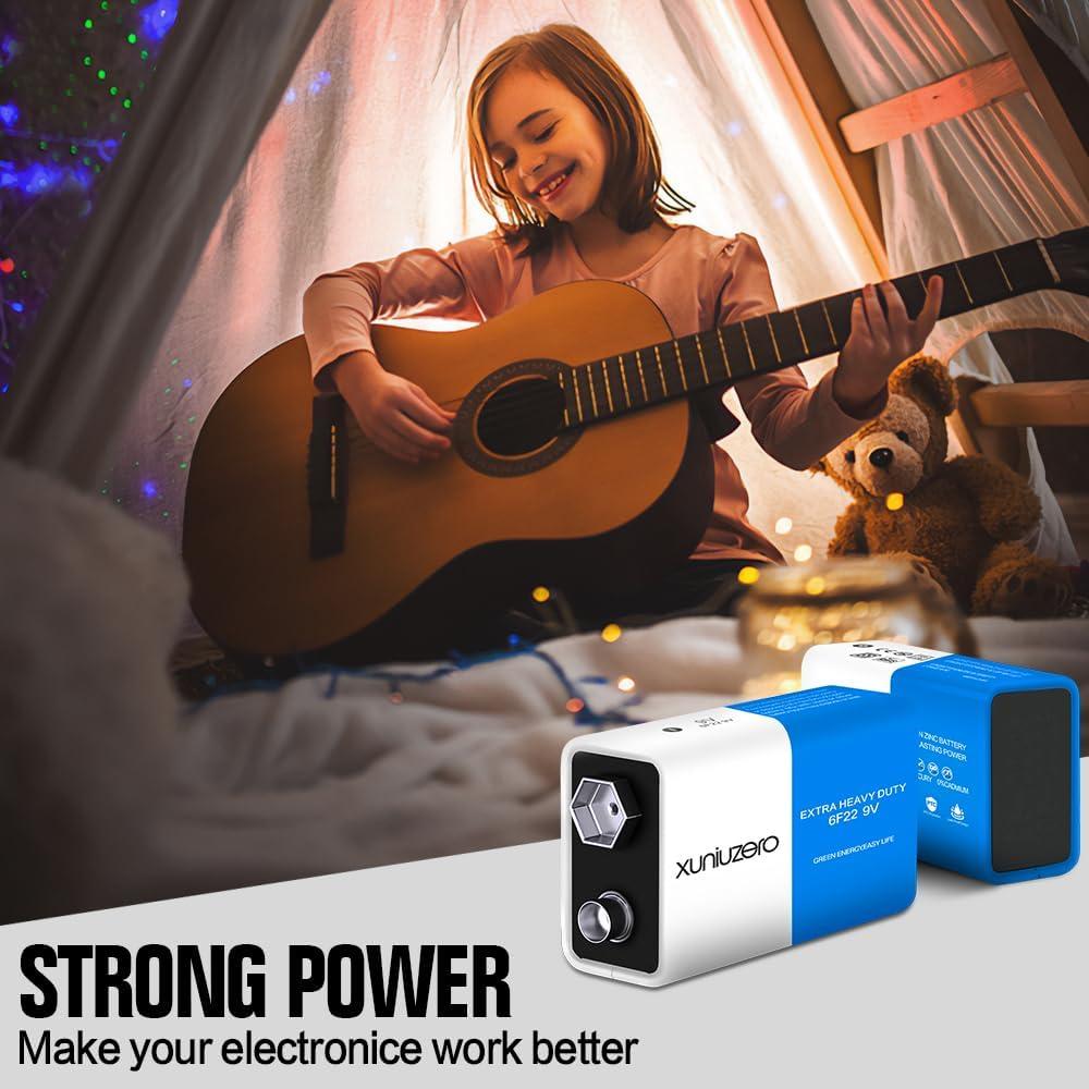 Baterías 9V XUNIUZERO 6F22 Cuadradas Duraderas - Paquete de 4