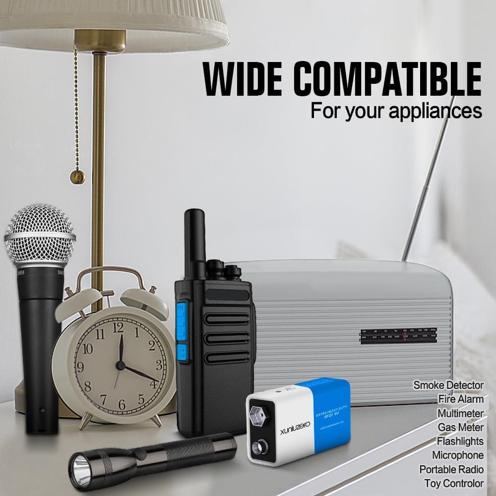 Baterías 9V XUNIUZERO 6F22 Cuadradas Duraderas - Paquete de 4