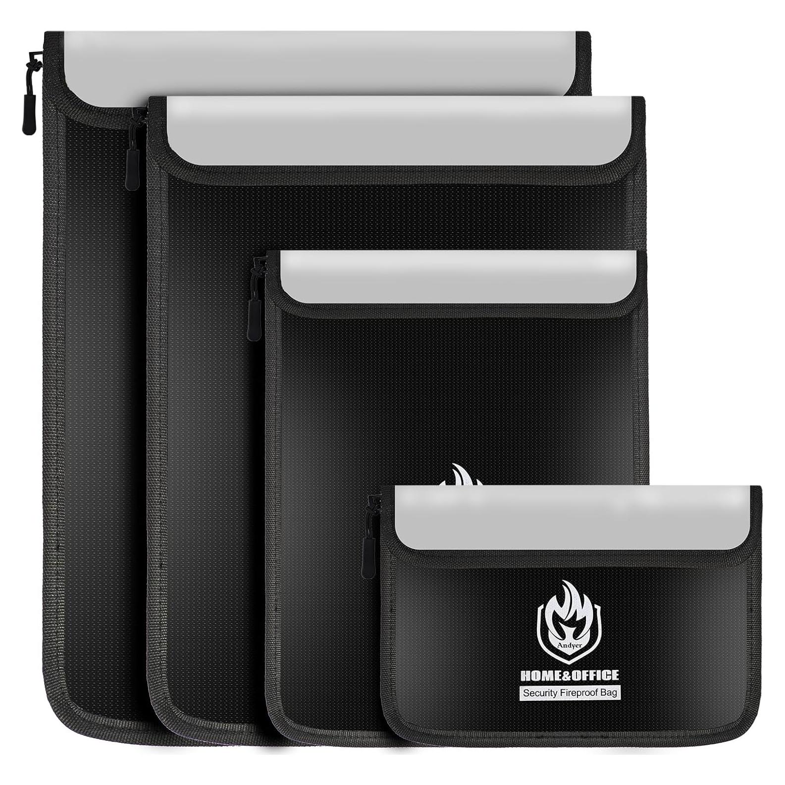 Set de 4 Bolsas a Prueba de Fuego Andyer - Documentos A4 y Legal