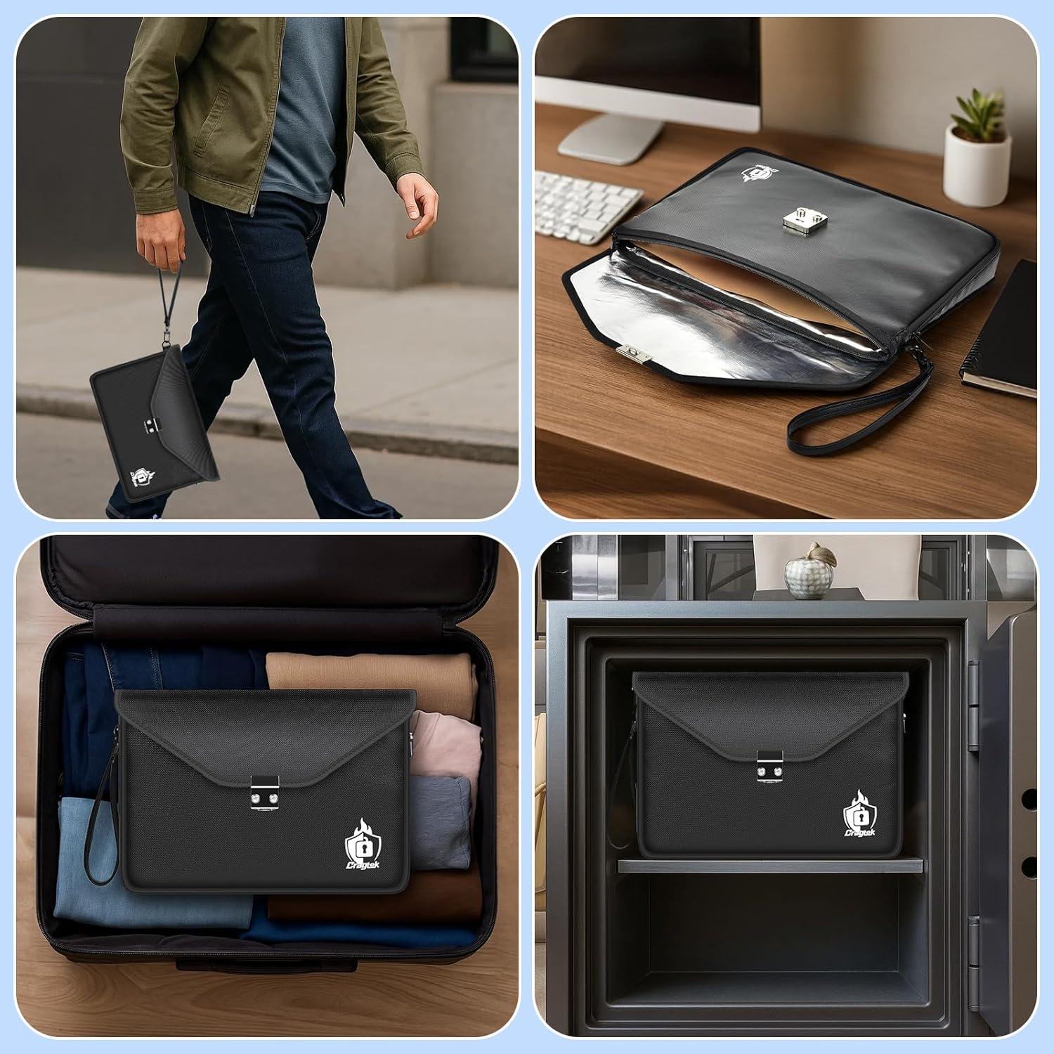 Bolsa de Documentos a Prueba de Fuego Cragtek 42x31cm Impermeable