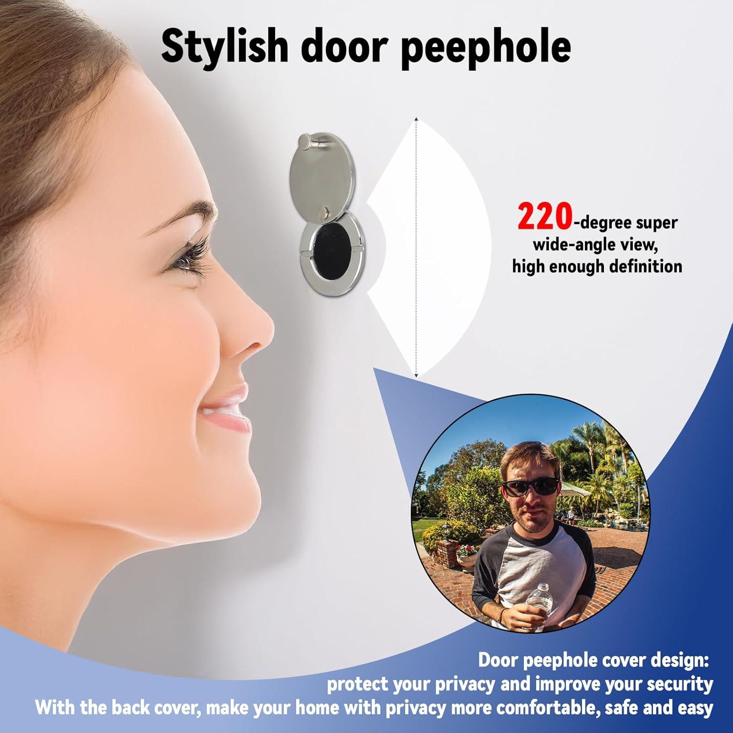 Mirilla de Puerta TZJOA 220 Grados con Kit de Broca Plata