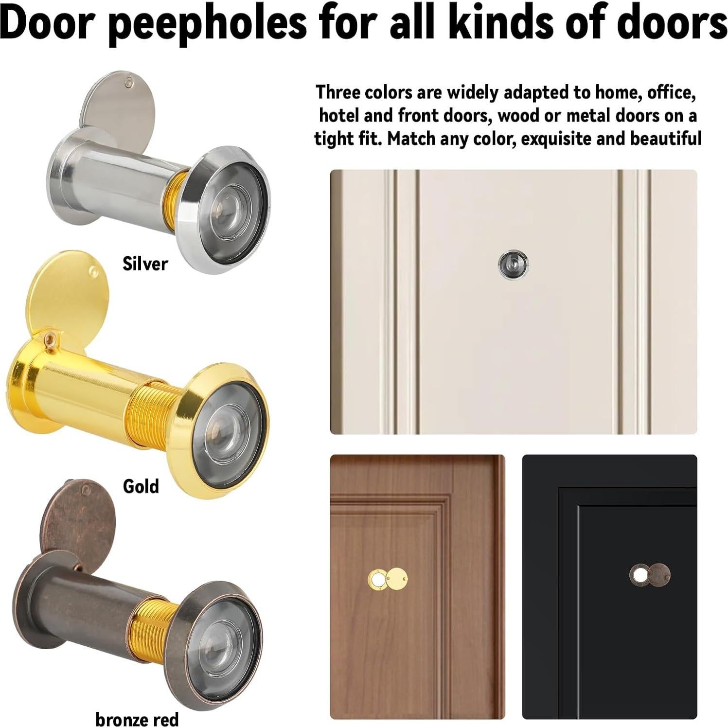 Mirilla de Puerta TZJOA 220 Grados con Kit de Broca Plata