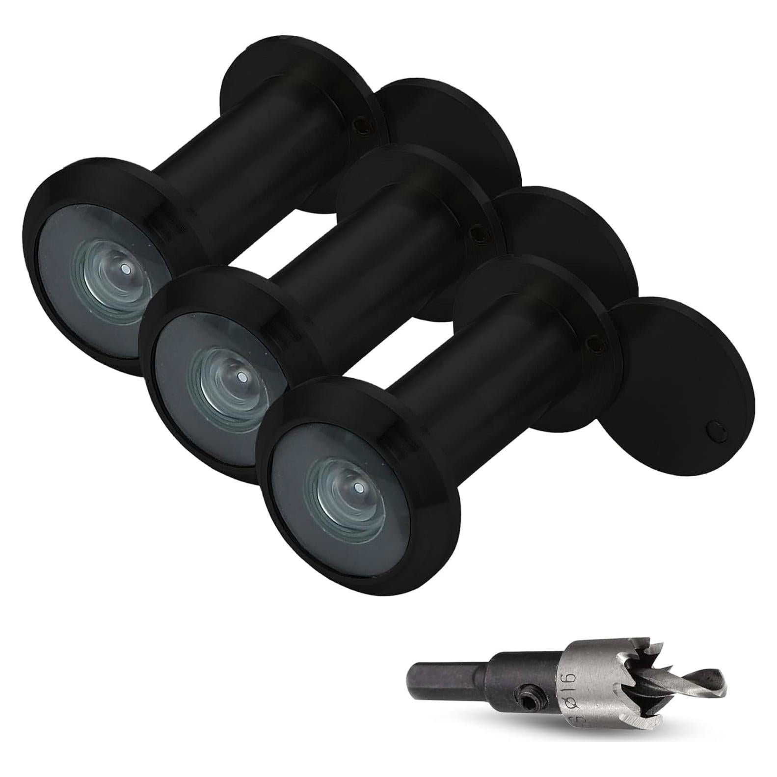 Mirilla para Puerta MomsUnited - Visor Negro Mate 200° - Paquete de 3