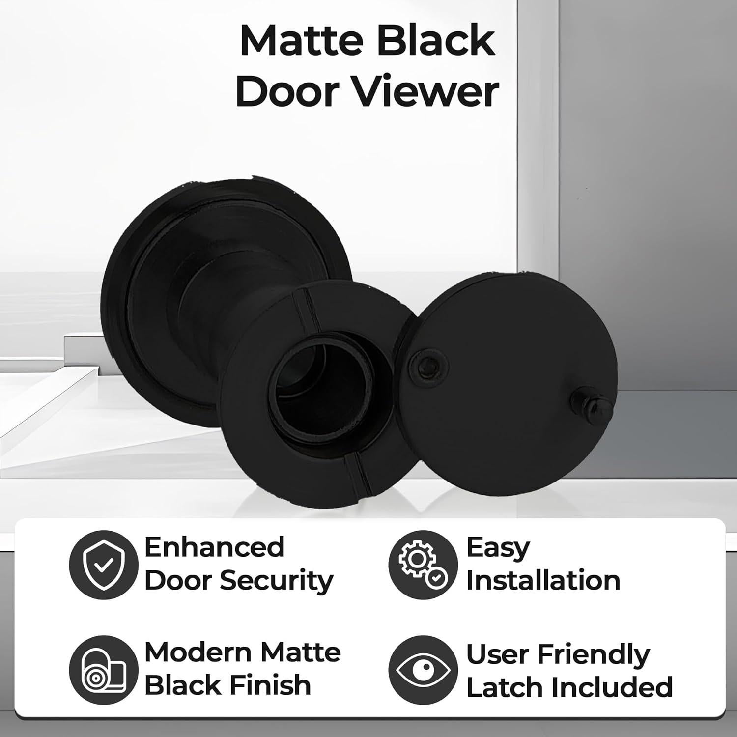 Mirilla para Puerta MomsUnited - Visor Negro Mate 200° - Paquete de 3