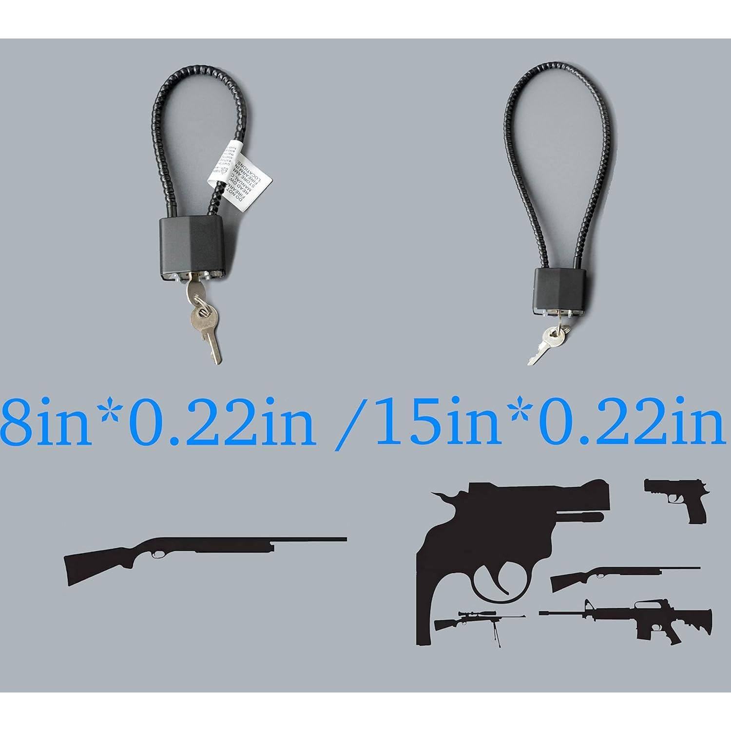 Cable Gun Locks with Keys - Keyed Different 15" Cable Gun Safe Lock for Pistols, Rifles, and Shotguns, Home and Storage Firearm Locking and Safety (RED)