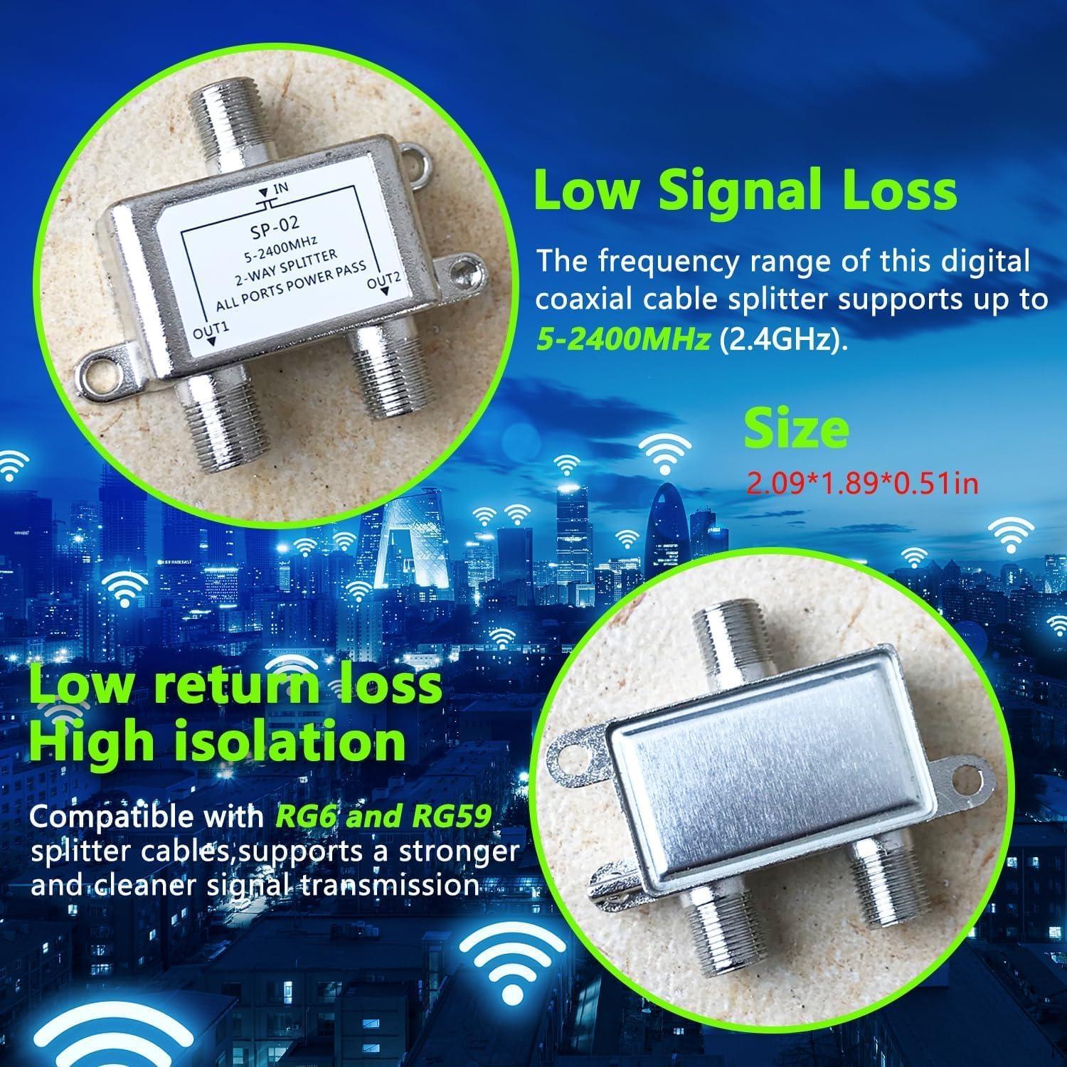 Divisor de Cable Coaxial 2 Vías Ysxsqgc 5-2400MHz RG6