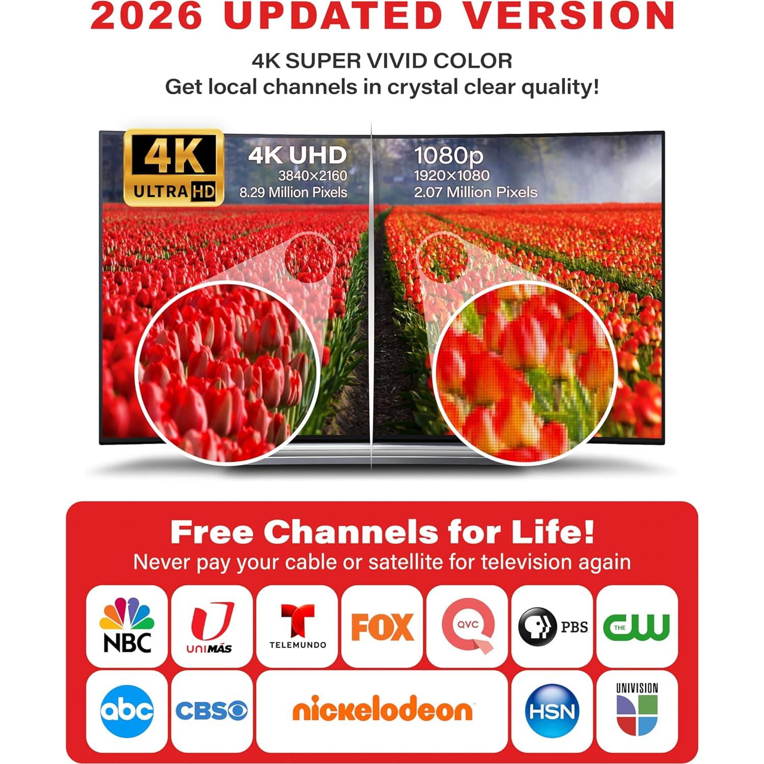 Antena de TV Digital HD Amplificada PORTIX 2026 1046 km 4K 8K