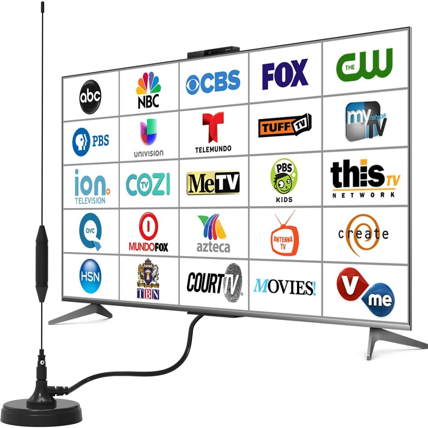 Antena de TV Transonic B168 Interior/Exterior 4K 1080P con Base Magnética