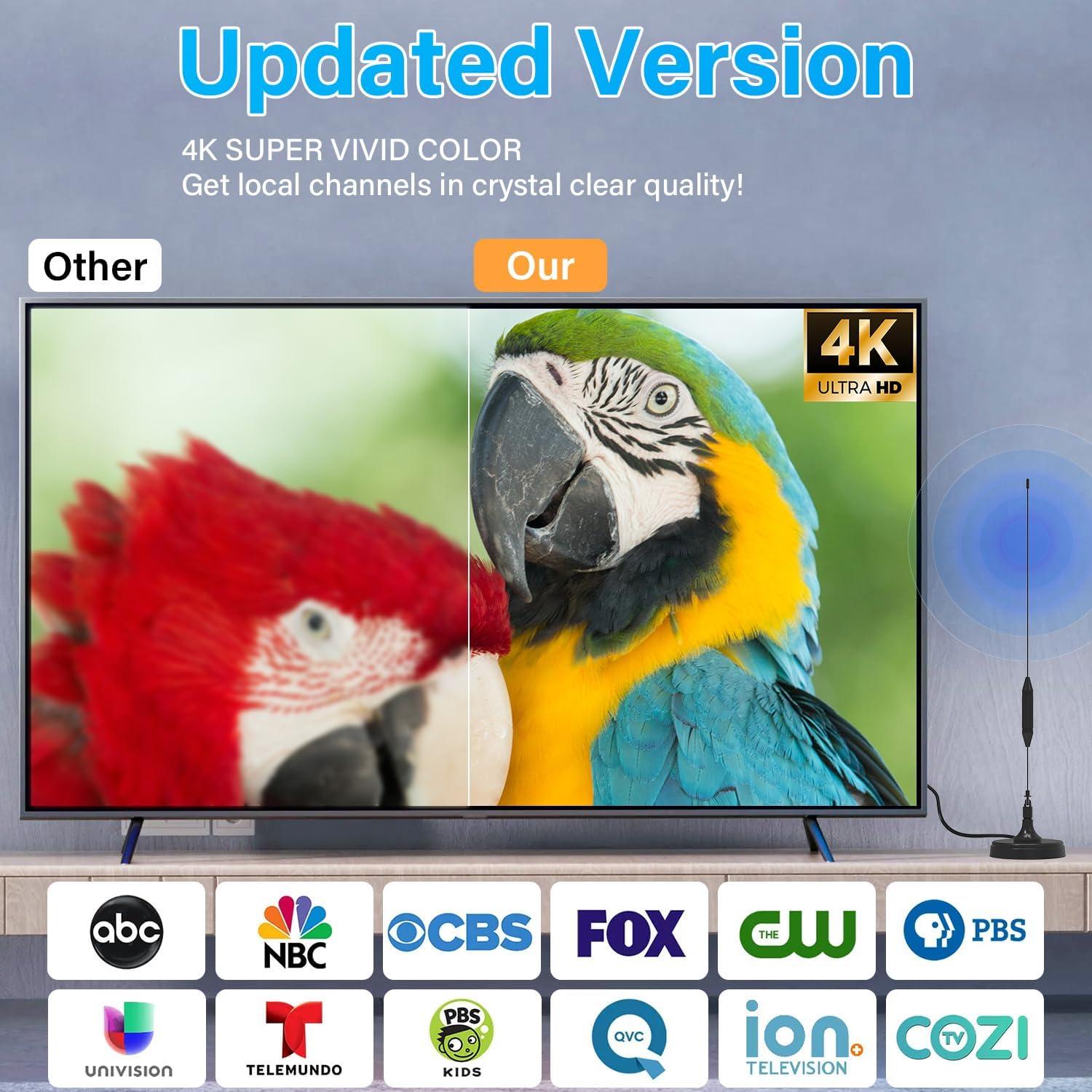 Antena de TV Transonic B168 Interior/Exterior 4K 1080P con Base Magnética