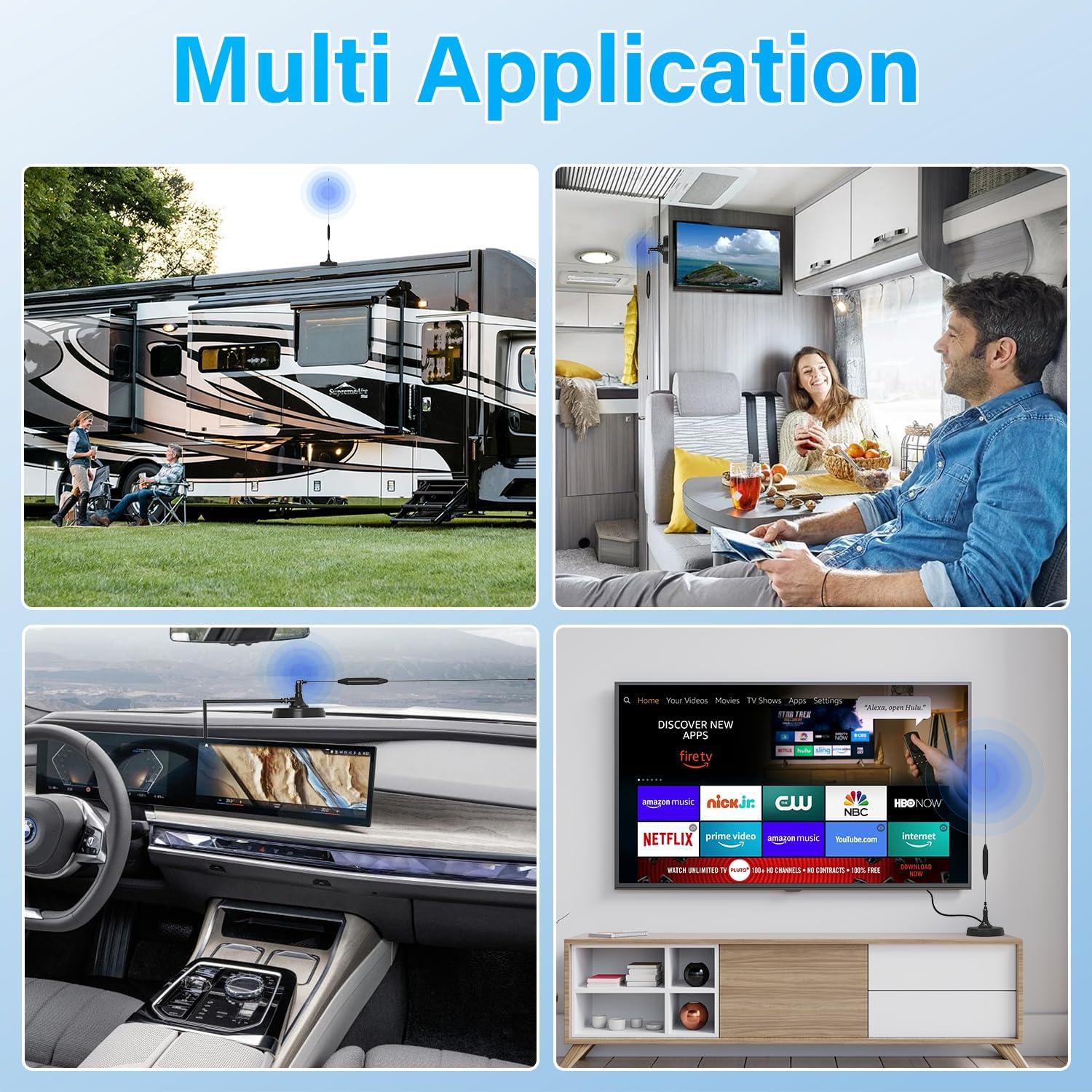 Antena de TV Transonic B168 Interior/Exterior 4K 1080P con Base Magnética