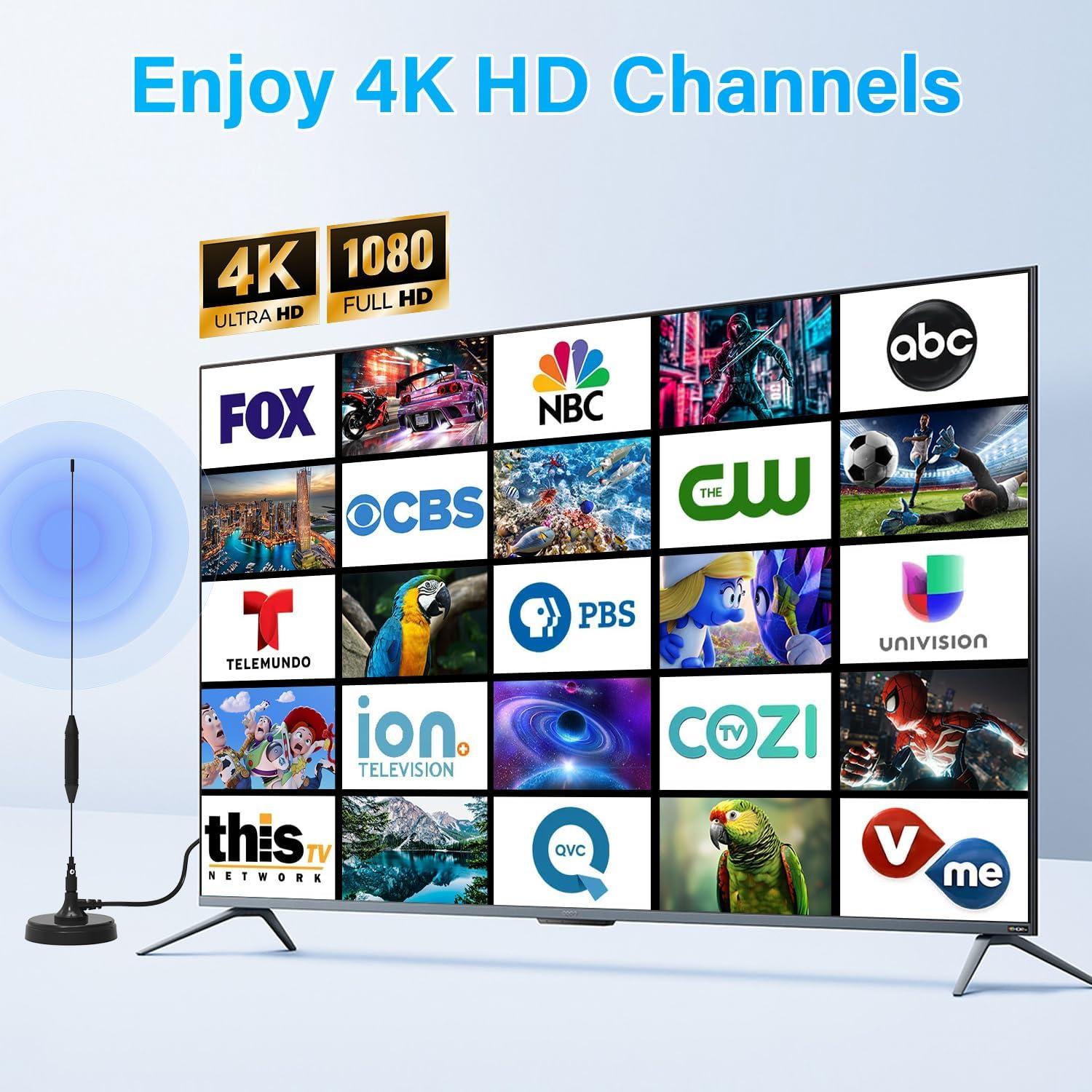 Antena de TV Transonic B168 Interior/Exterior 4K 1080P con Base Magnética