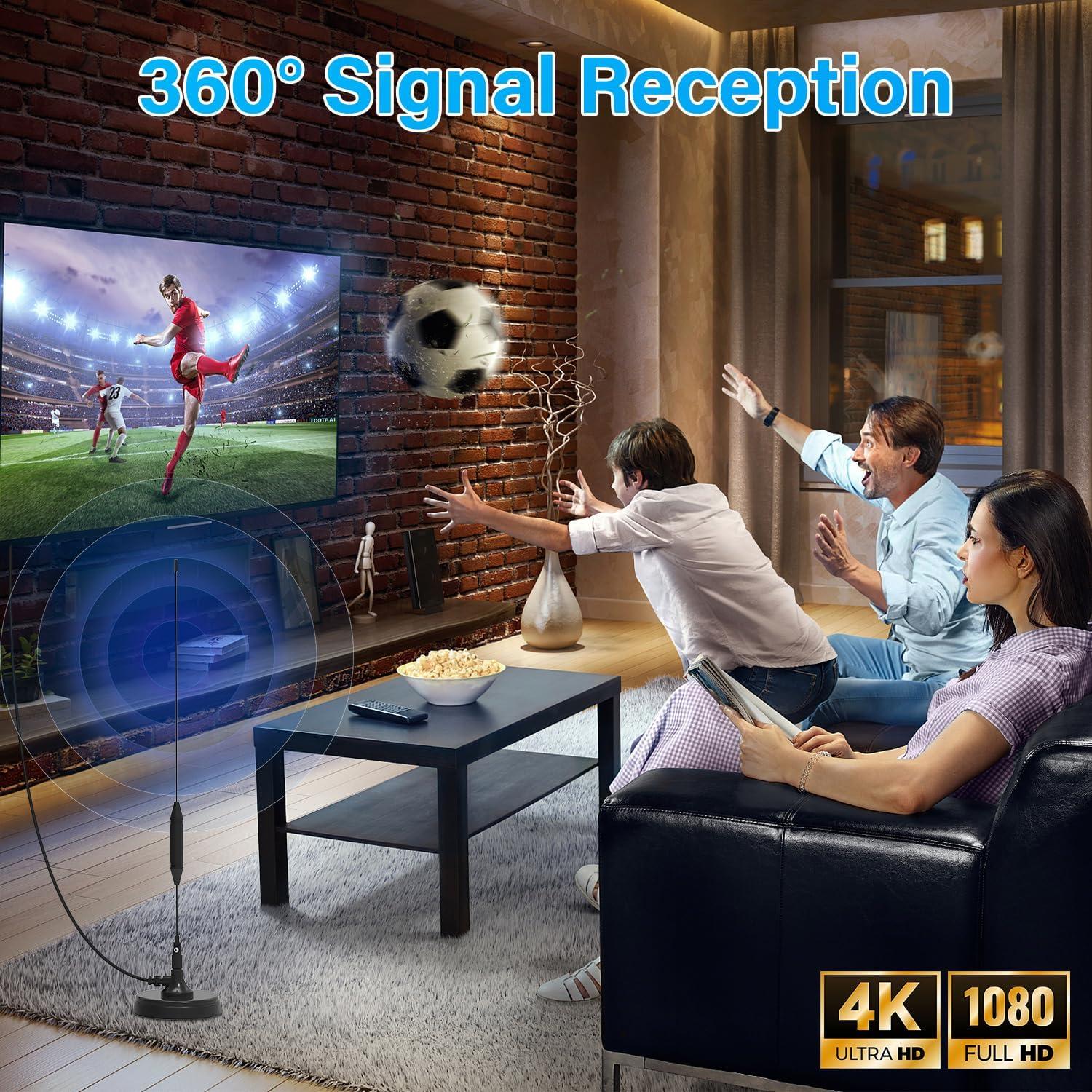 Antena de TV Transonic B168 Interior/Exterior 4K 1080P con Base Magnética