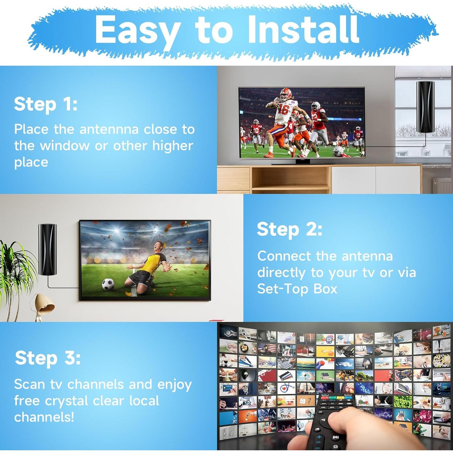 Antena de TV Digital Forlovv AN-5004 2800+ Millas 360° HD