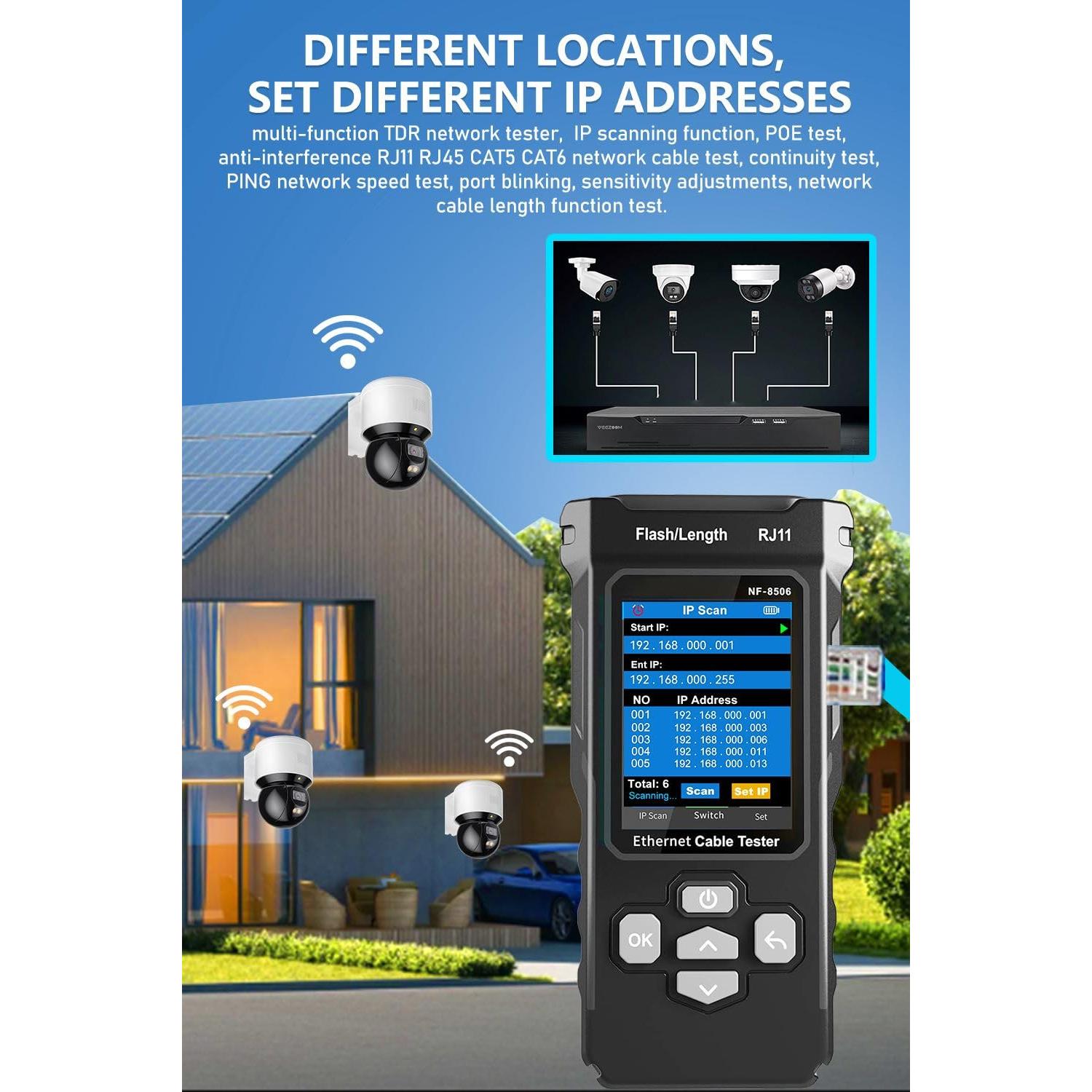 Probador de Cable de Red NF-8506 - Multifuncional, PoE, TDR